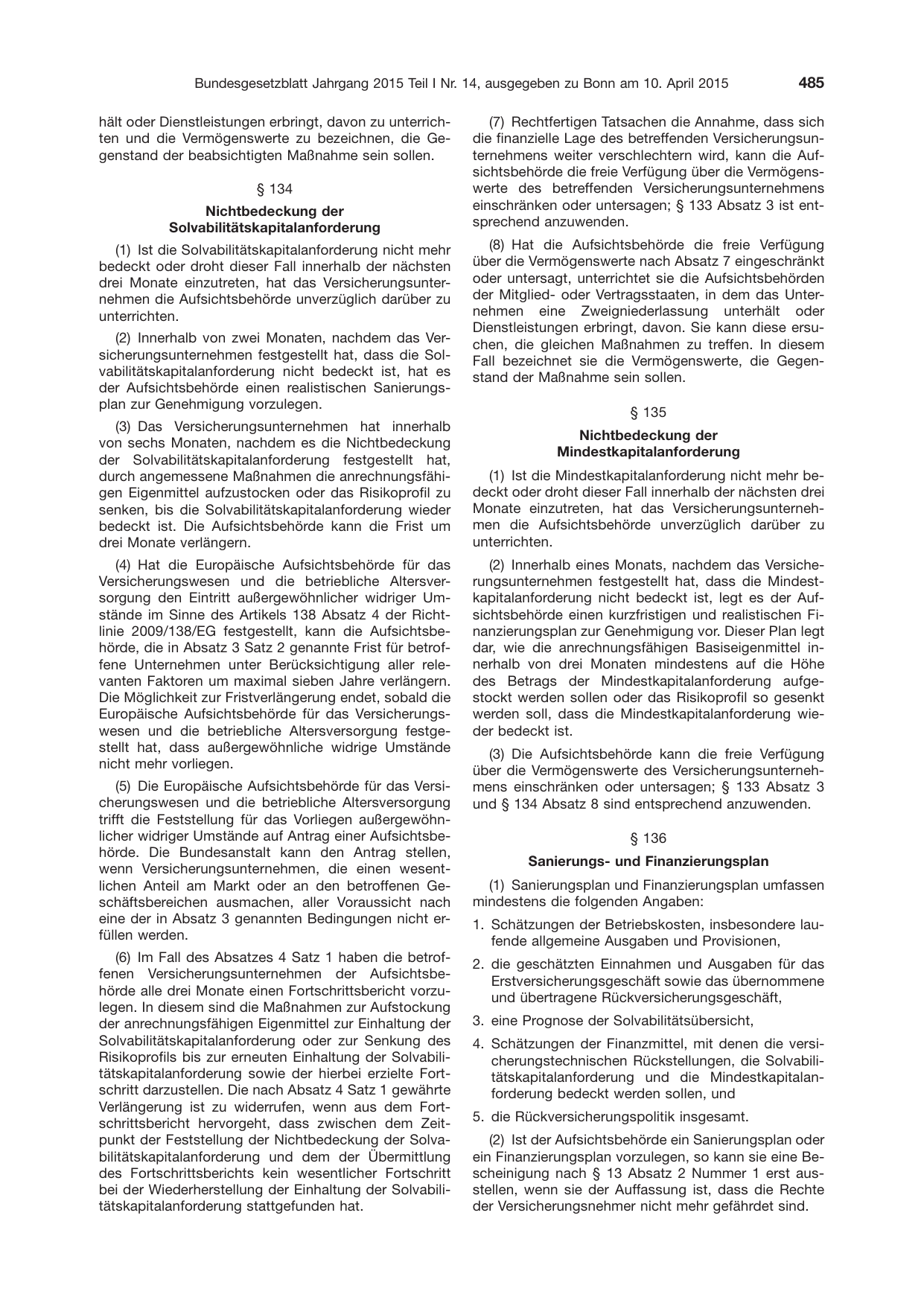 BGBl. 2015, Seite 485 — Originalseite als Abbildung