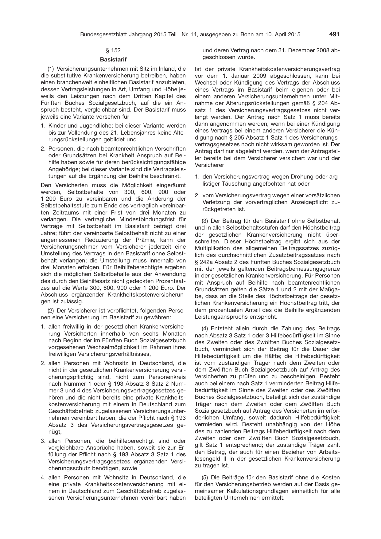 BGBl. 2015, Seite 491 — Originalseite als Abbildung