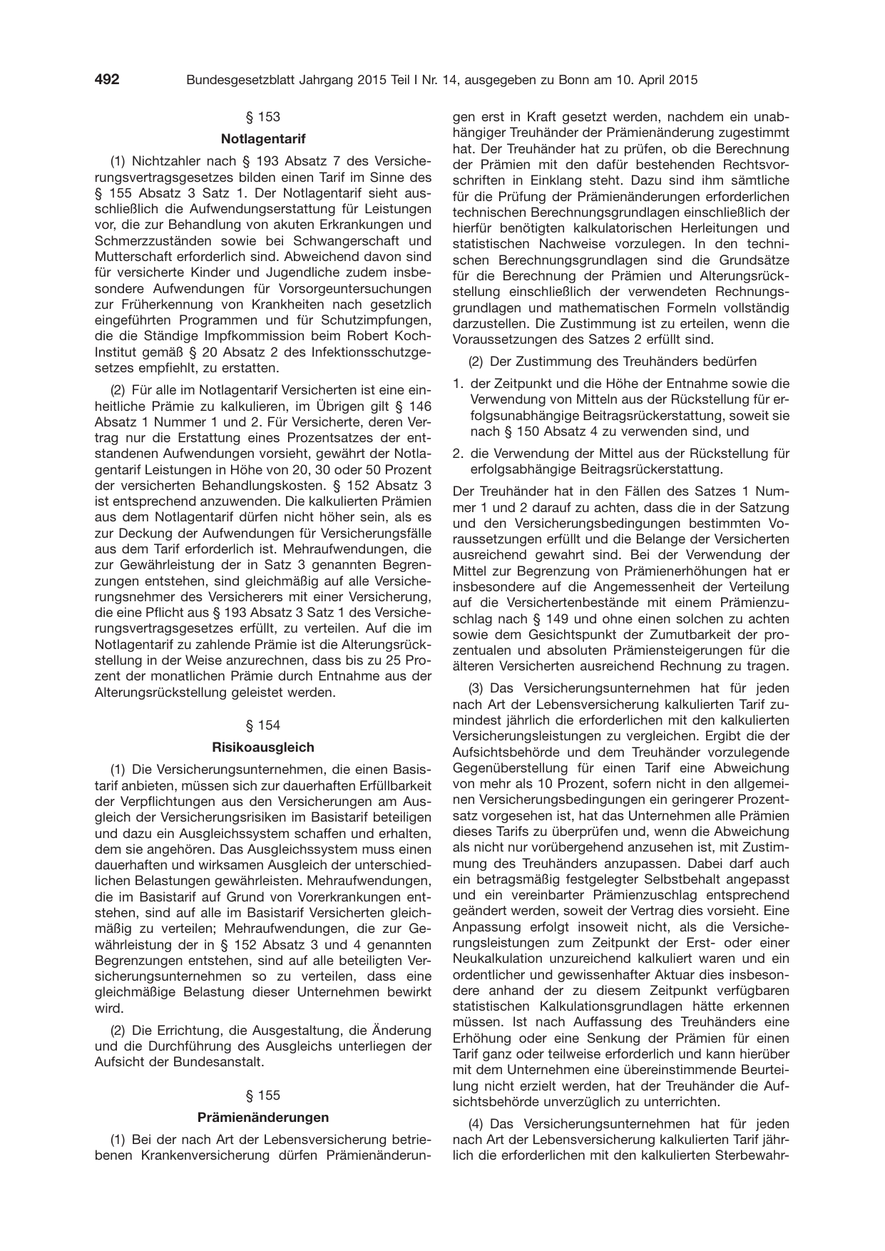 BGBl. 2015, Seite 492 — Originalseite als Abbildung