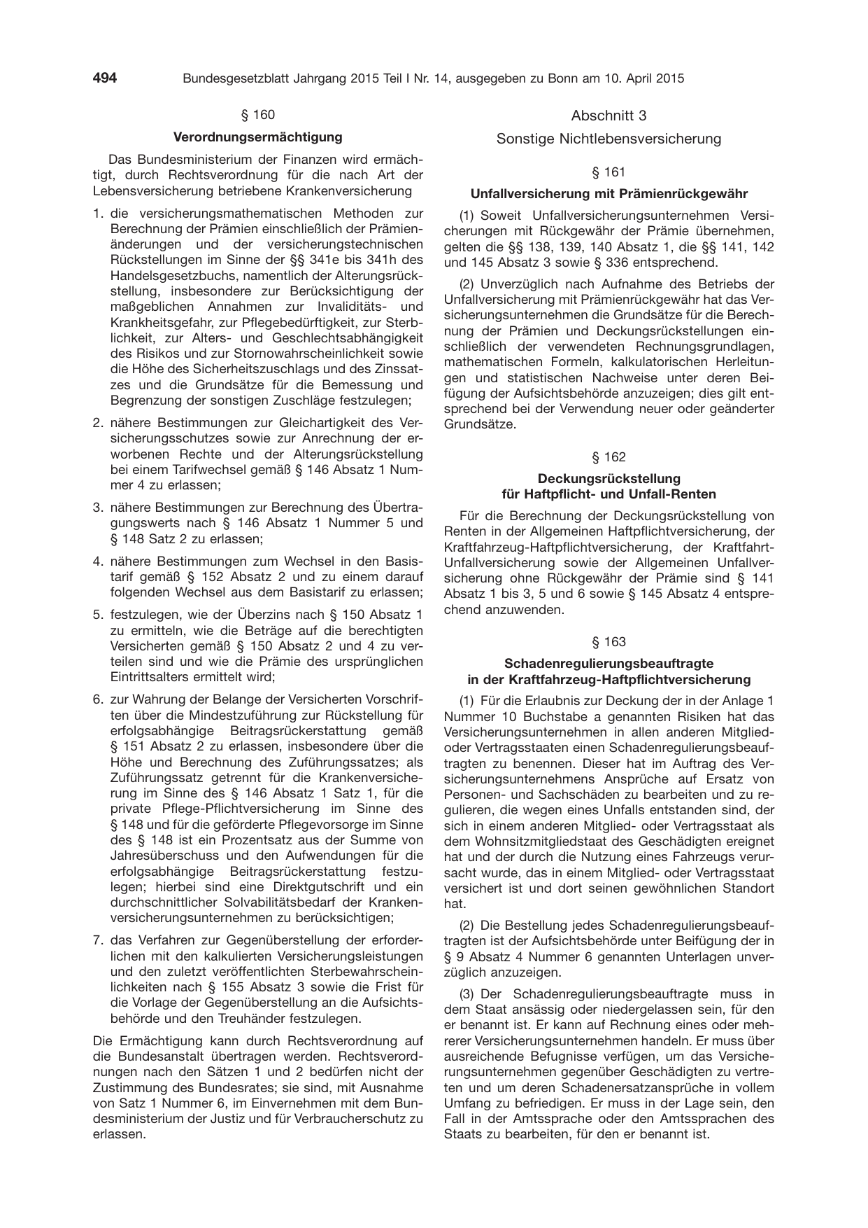 BGBl. 2015, Seite 494 — Originalseite als Abbildung
