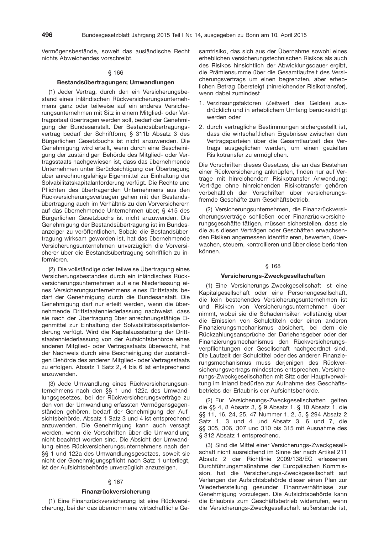 BGBl. 2015, Seite 496 — Originalseite als Abbildung