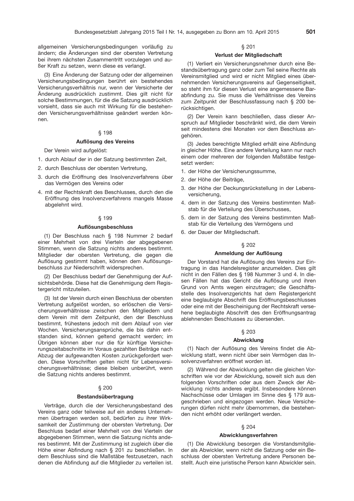 BGBl. 2015, Seite 501 — Originalseite als Abbildung