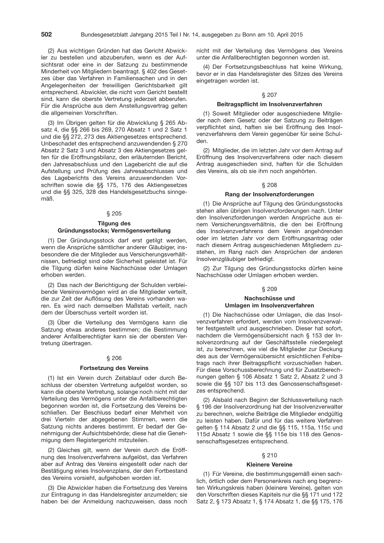 BGBl. 2015, Seite 502 — Originalseite als Abbildung