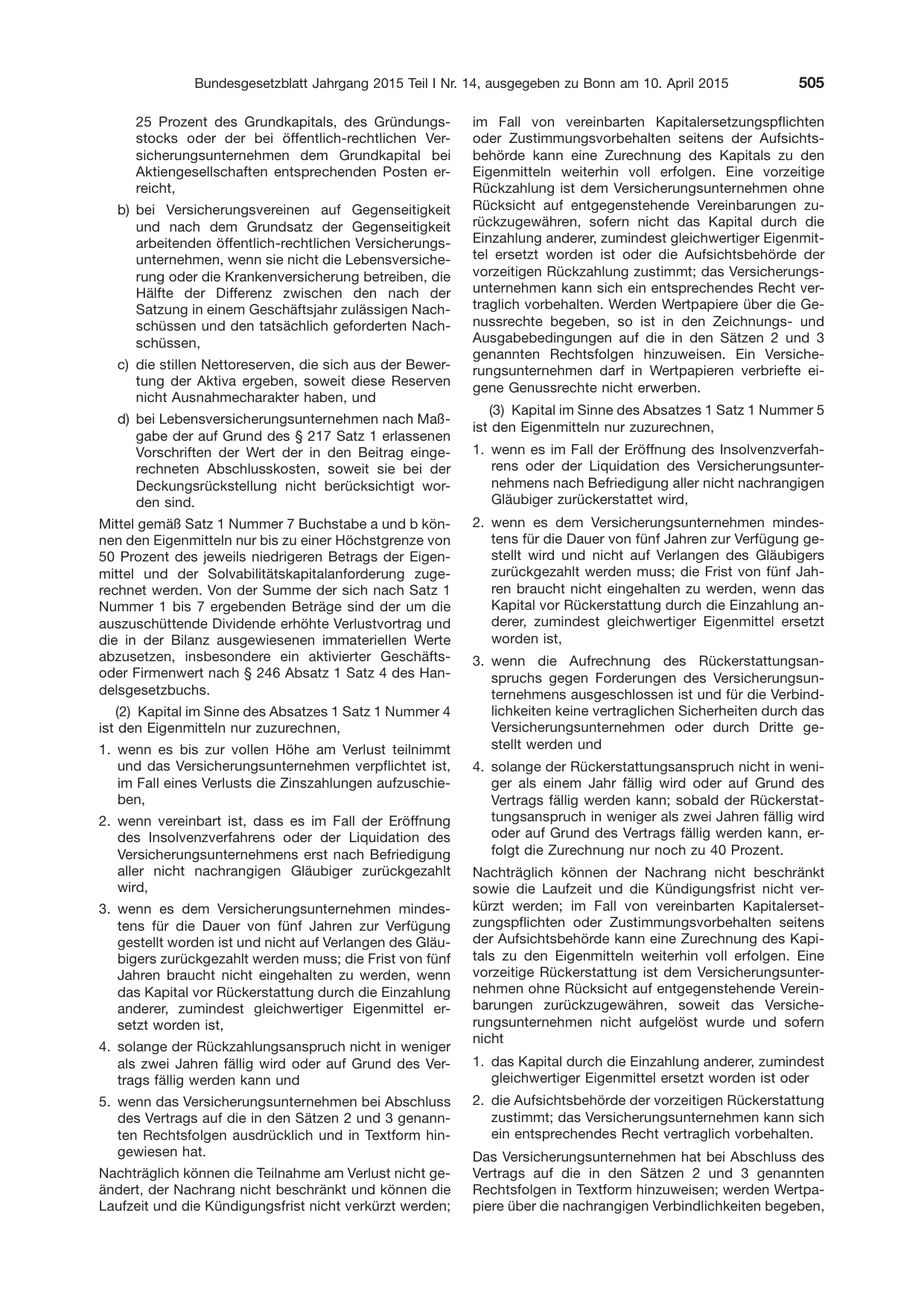BGBl. 2015, Seite 505 — Originalseite als Abbildung