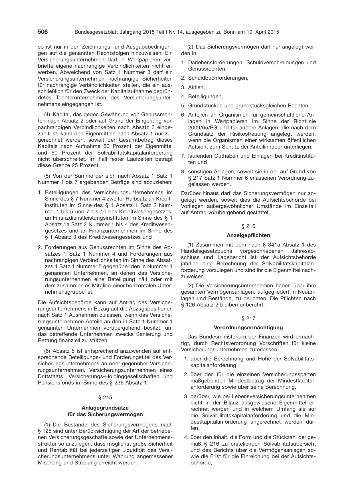 BGBl. 2015, Seite 506 — Originalseite als Abbildung