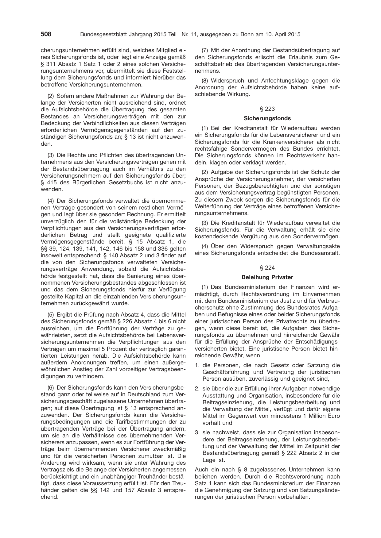 BGBl. 2015, Seite 508 — Originalseite als Abbildung