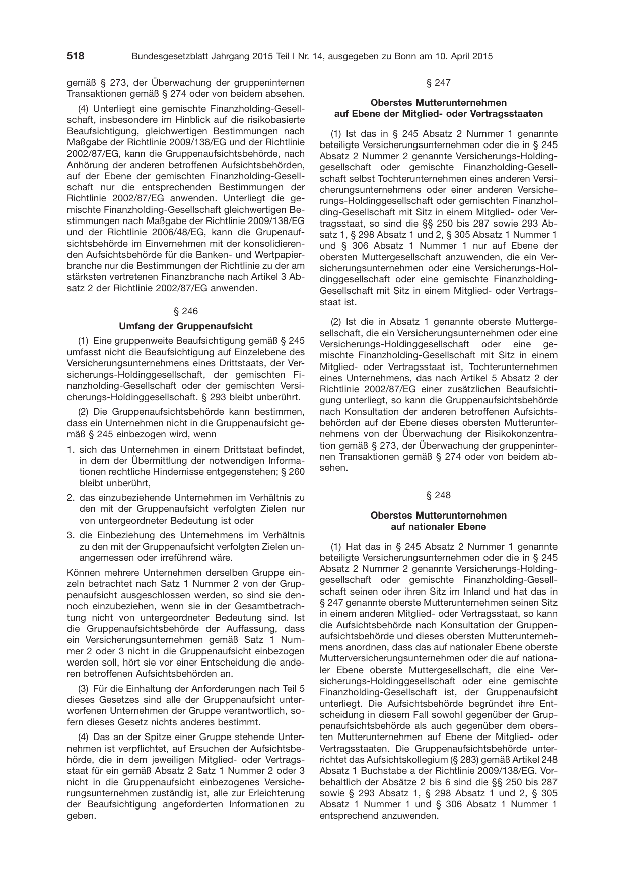 BGBl. 2015, Seite 518 — Originalseite als Abbildung