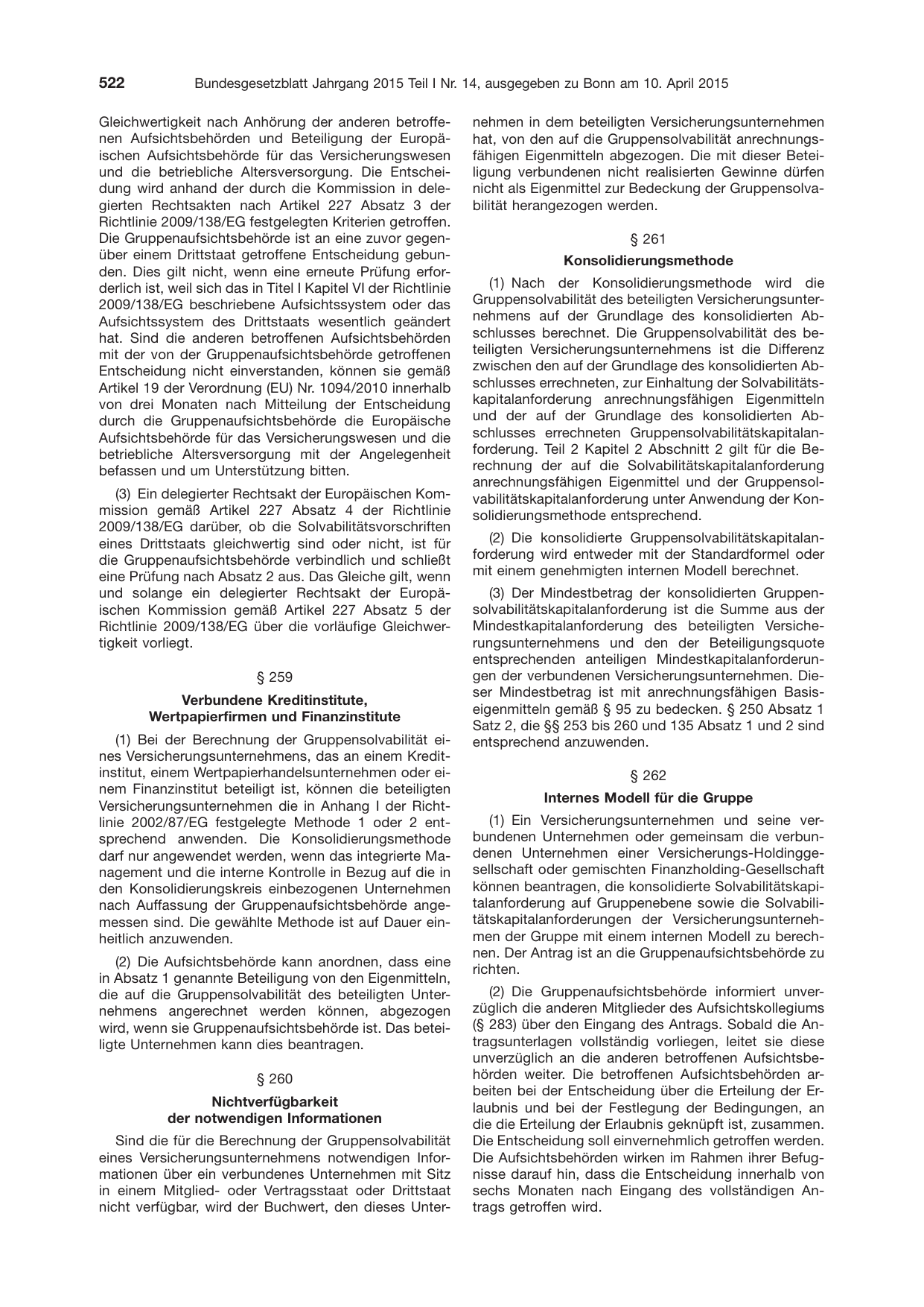BGBl. 2015, Seite 522 — Originalseite als Abbildung