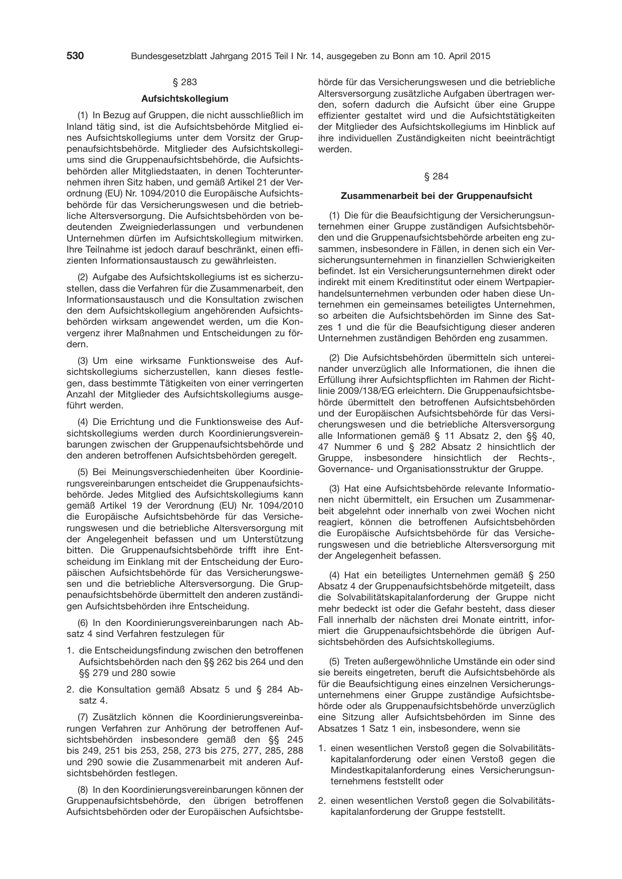 BGBl. 2015, Seite 530 — Originalseite als Abbildung