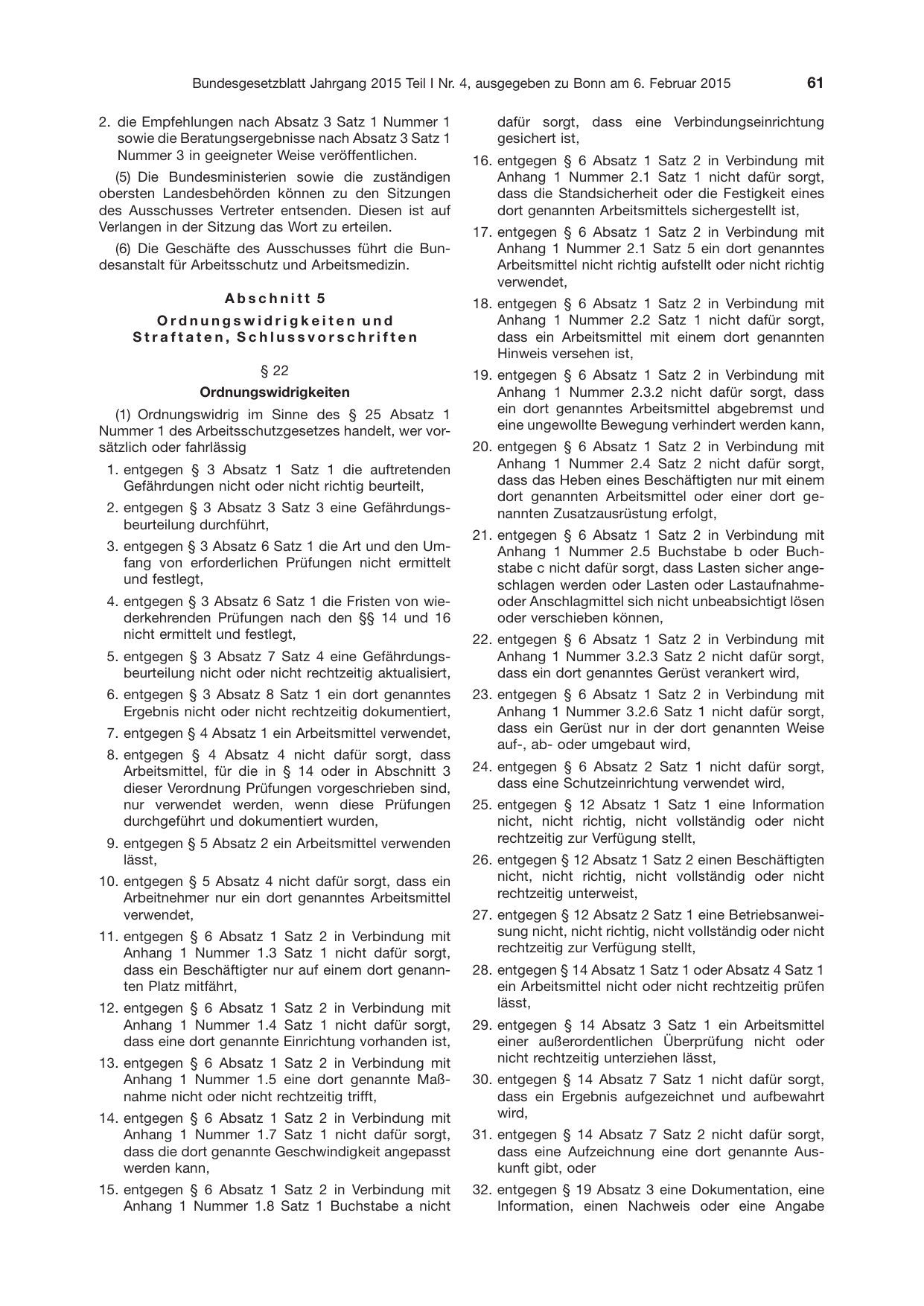 BGBl. 2015, Seite 61 — Originalseite als Abbildung
