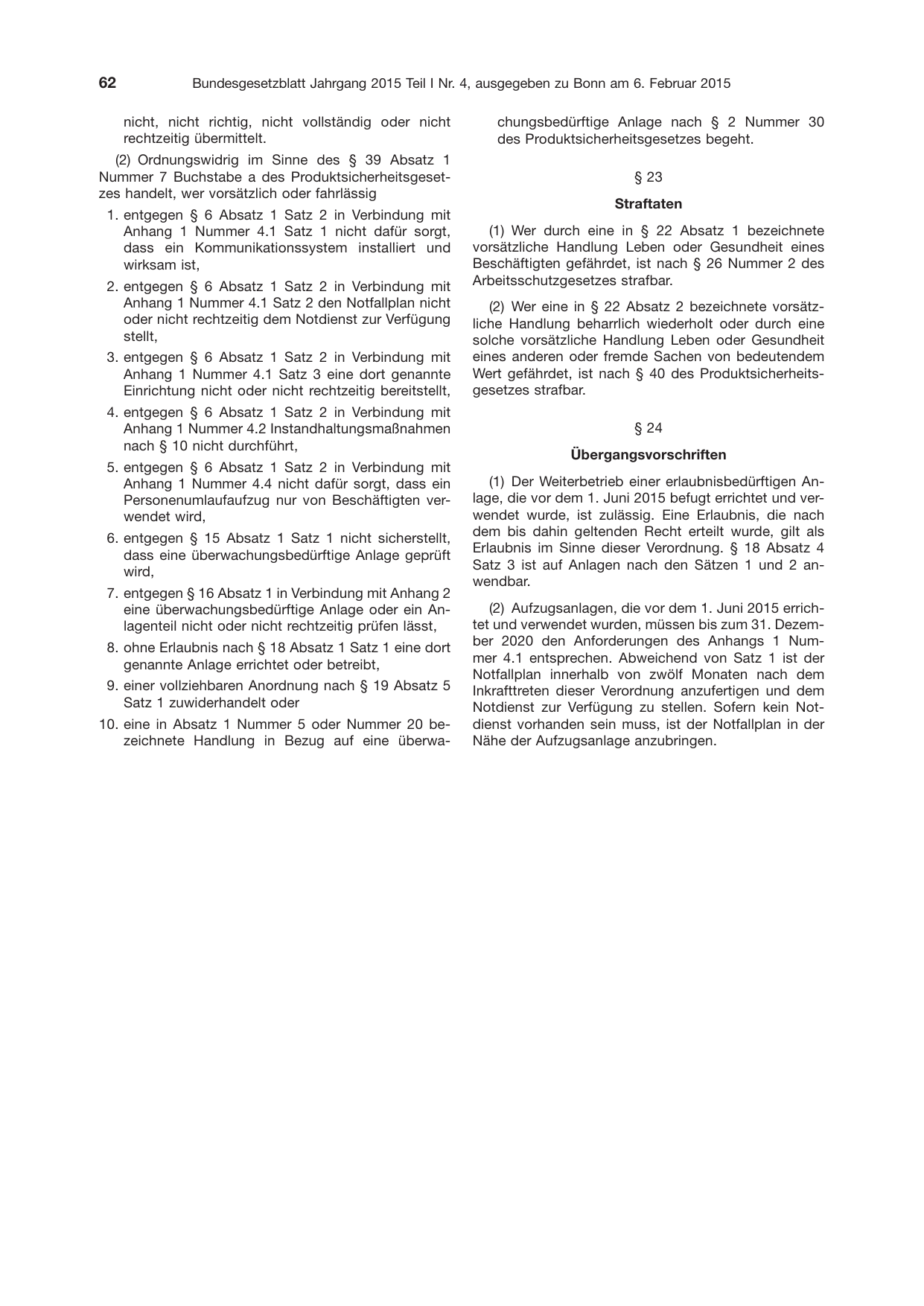 BGBl. 2015, Seite 62 — Originalseite als Abbildung
