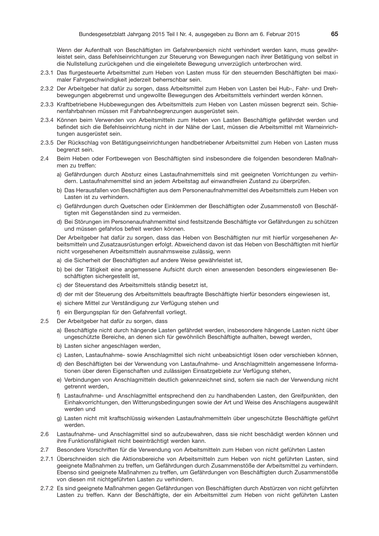 BGBl. 2015, Seite 65 — Originalseite als Abbildung