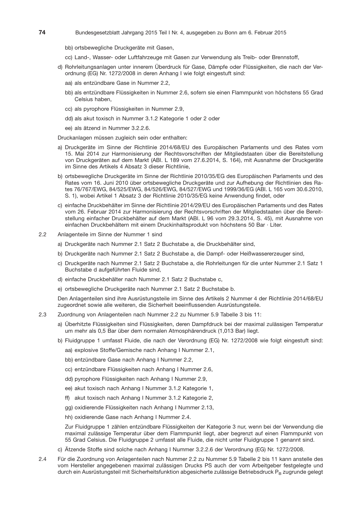 BGBl. 2015, Seite 74 — Originalseite als Abbildung