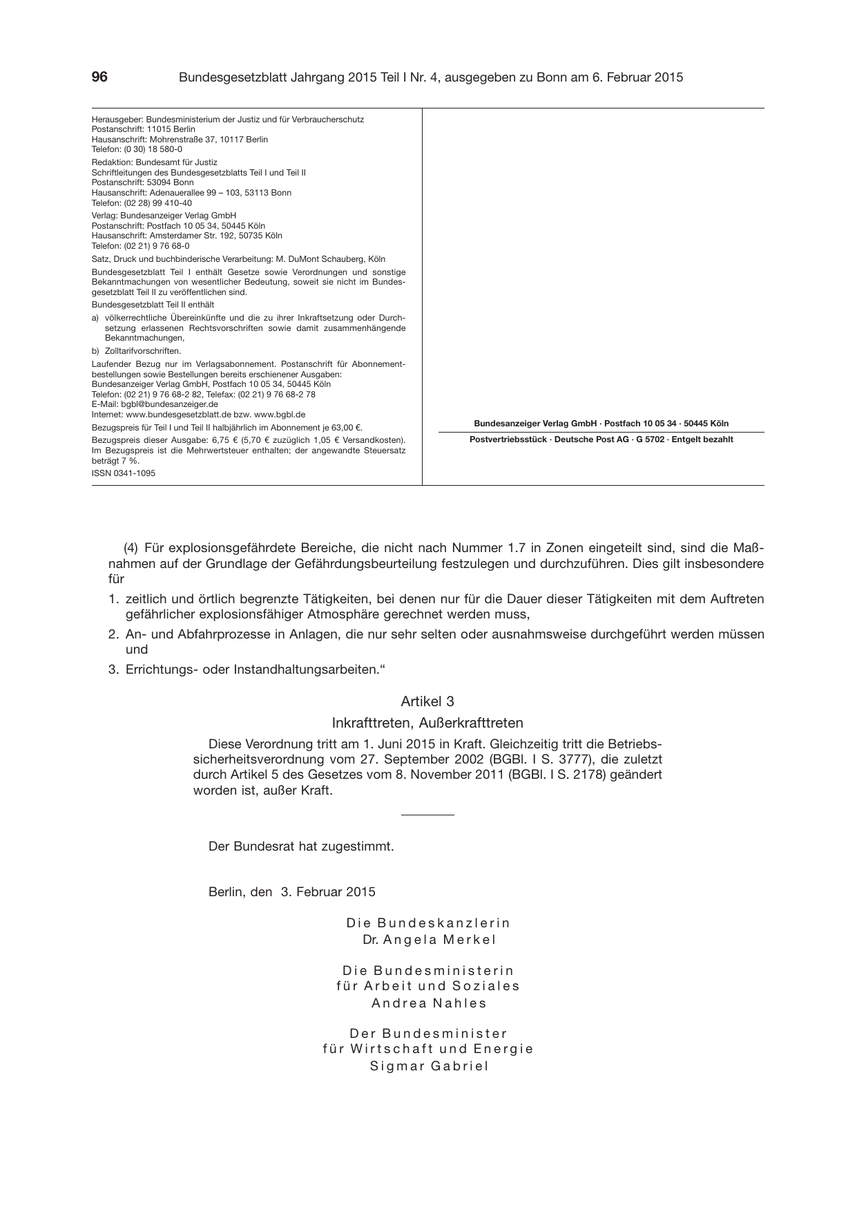 BGBl. 2015, Seite 96 — Originalseite als Abbildung