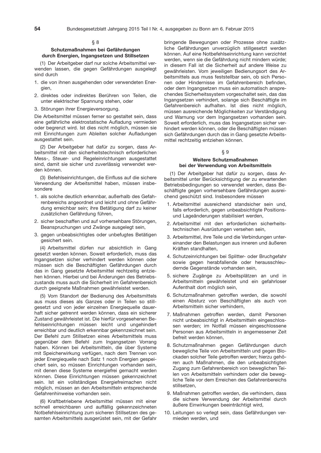 BGBl. 2015, Seite 54 — Originalseite als Abbildung