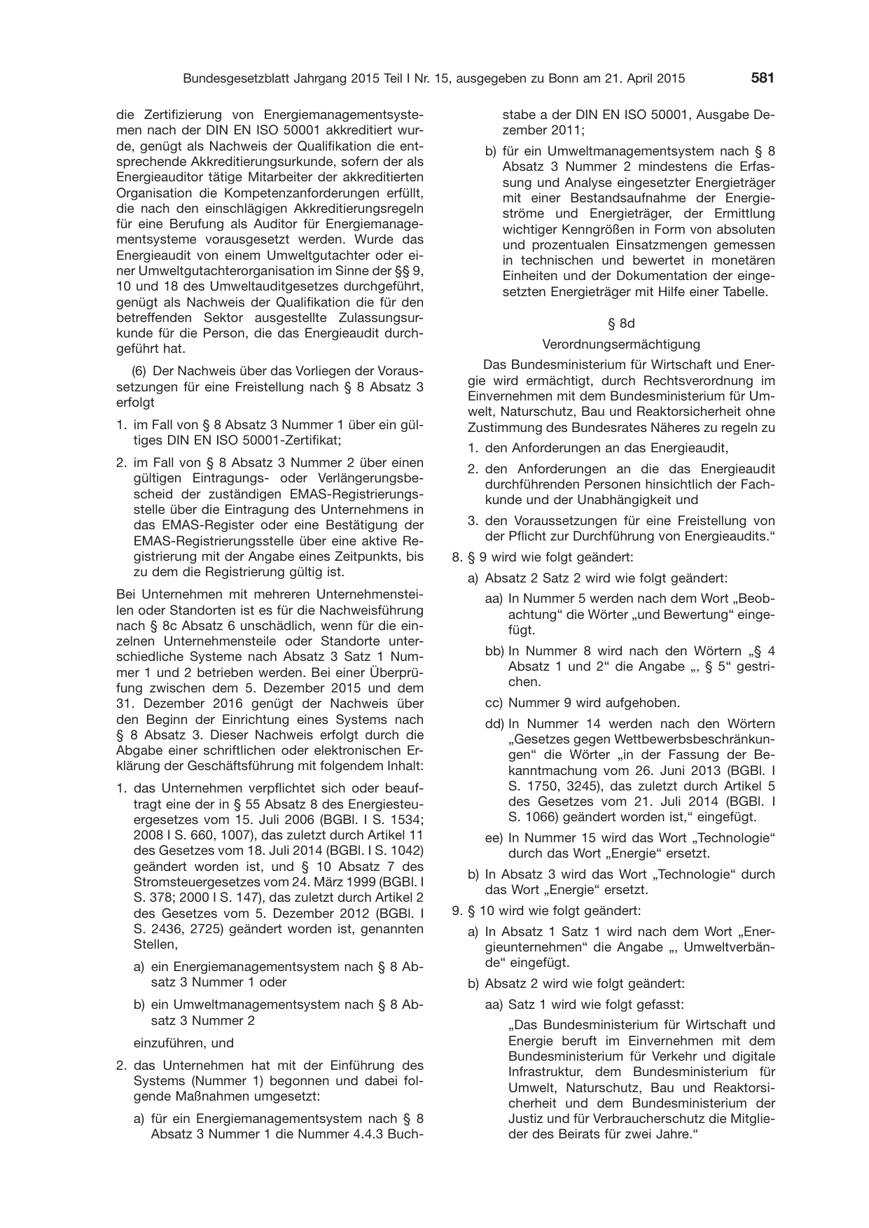 BGBl. 2015, Seite 581 — Originalseite als Abbildung