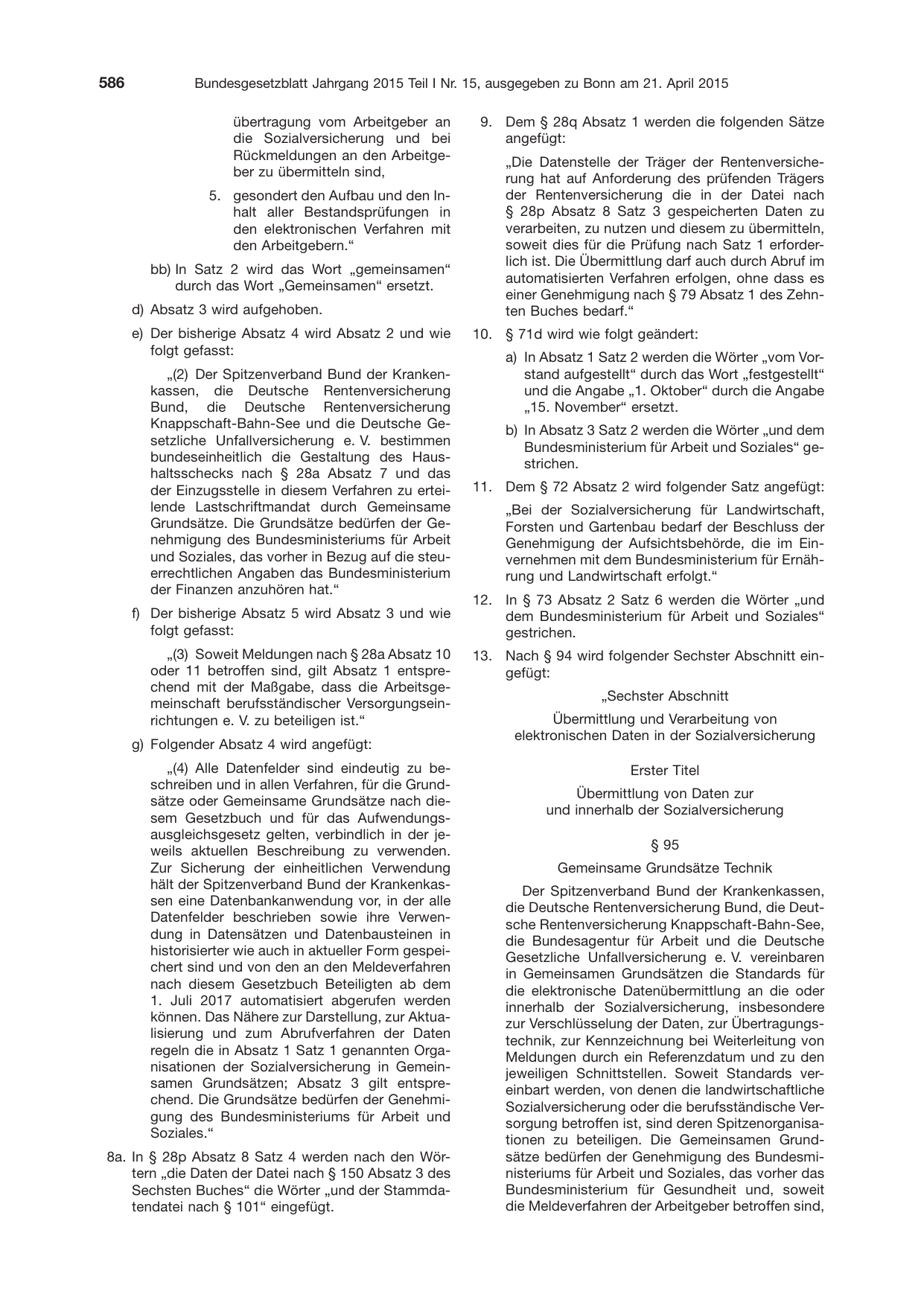BGBl. 2015, Seite 586 — Originalseite als Abbildung
