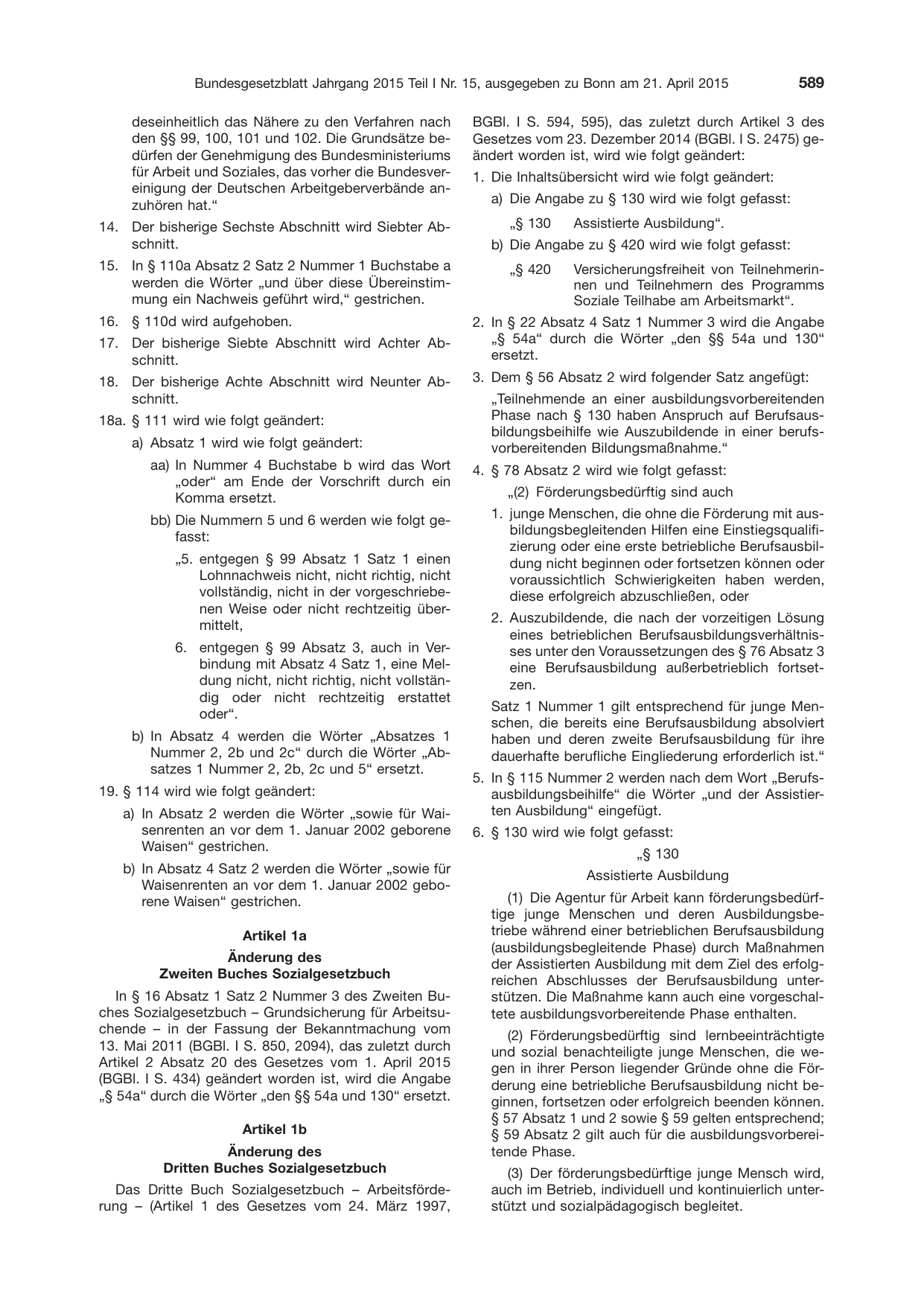 BGBl. 2015, Seite 589 — Originalseite als Abbildung