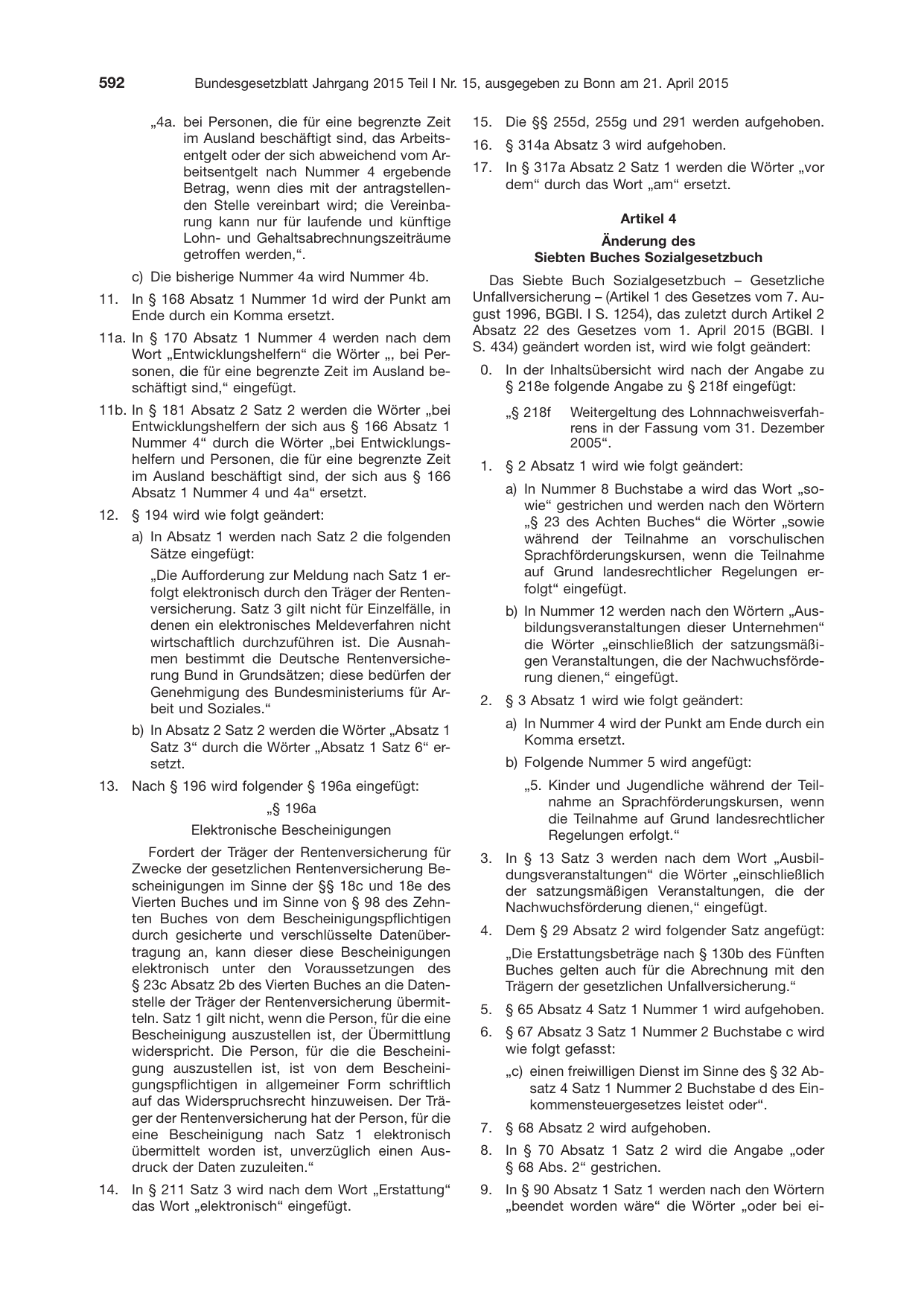 BGBl. 2015, Seite 592 — Originalseite als Abbildung