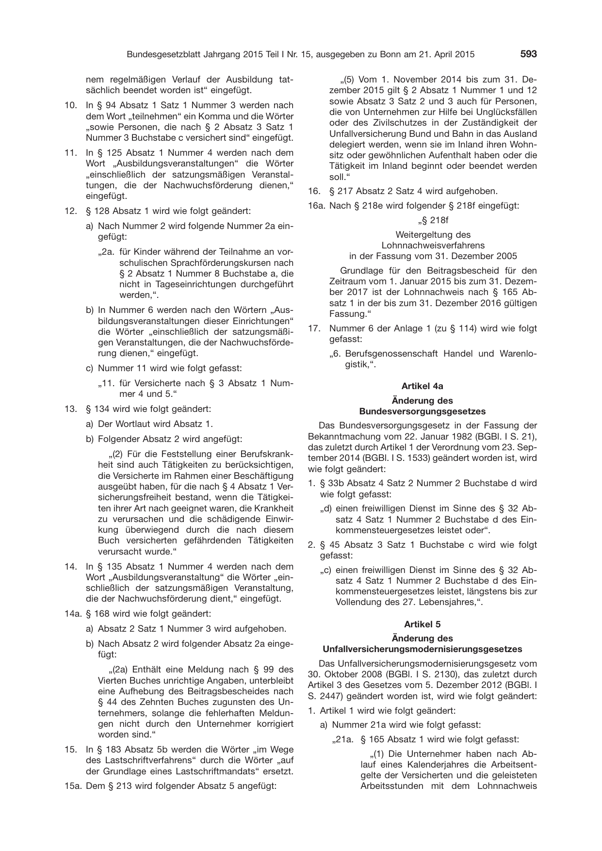 BGBl. 2015, Seite 593 — Originalseite als Abbildung