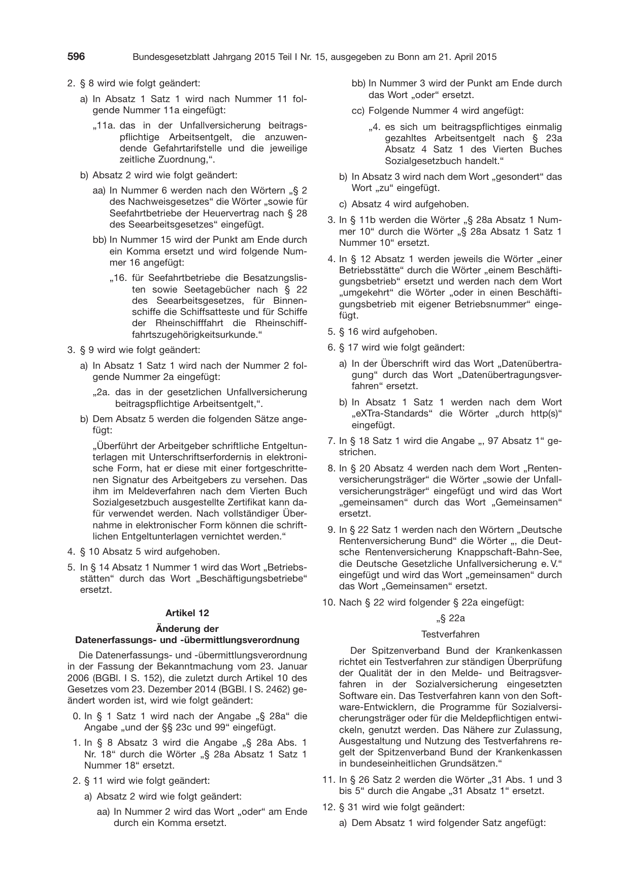 BGBl. 2015, Seite 596 — Originalseite als Abbildung