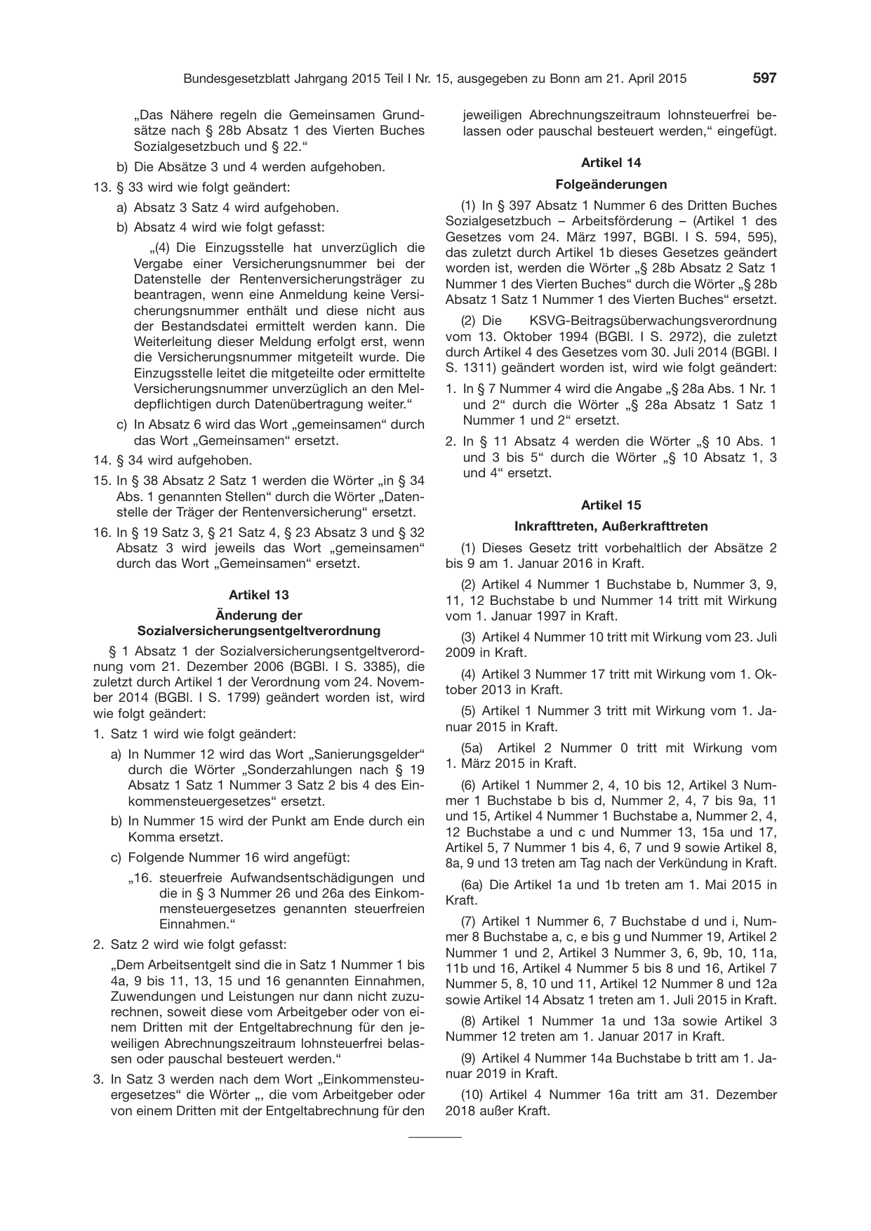 BGBl. 2015, Seite 597 — Originalseite als Abbildung