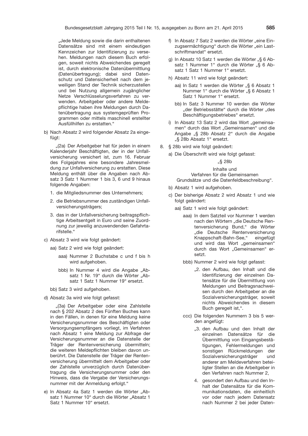 BGBl. 2015, Seite 585 — Originalseite als Abbildung