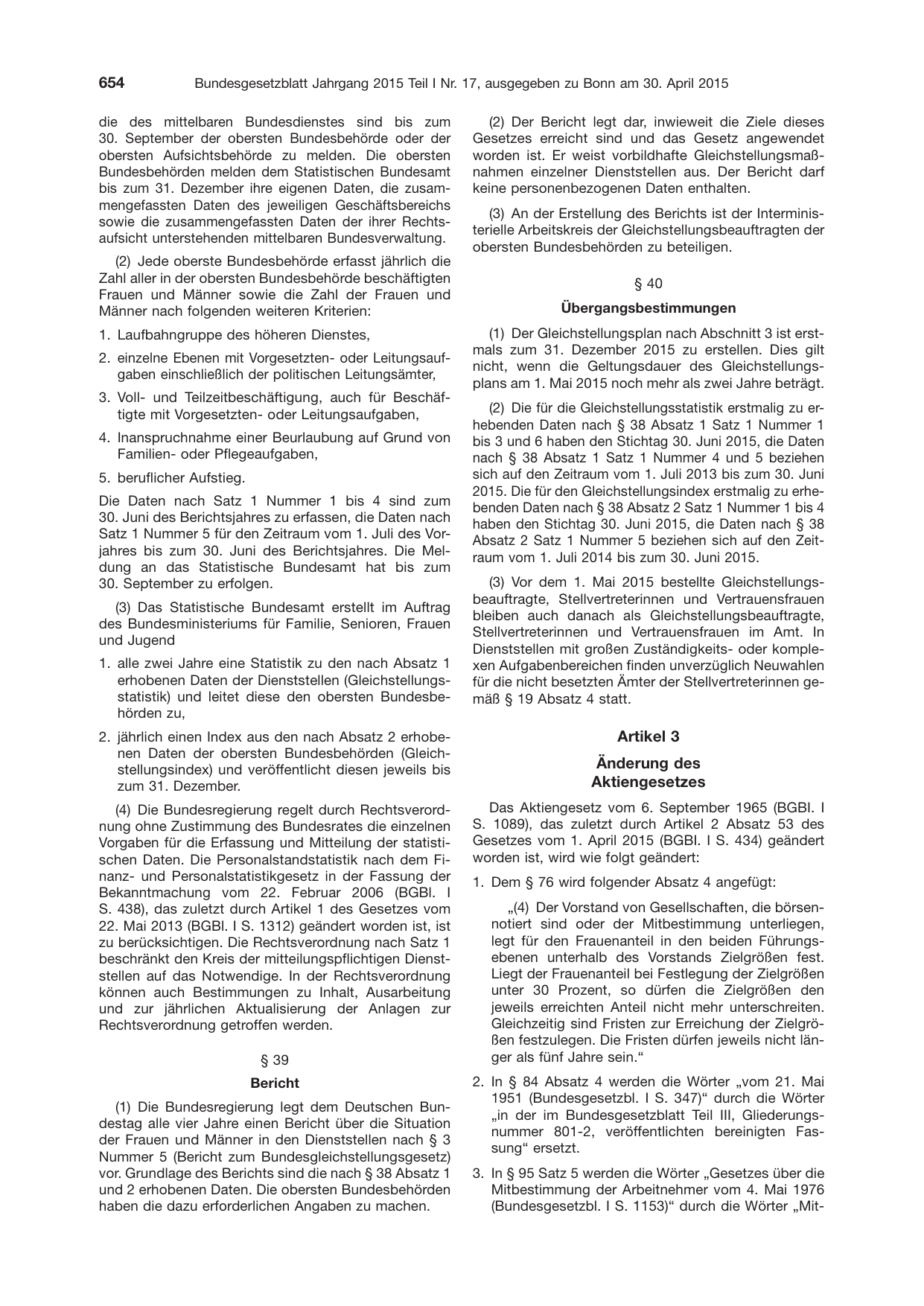 BGBl. 2015, Seite 654 — Originalseite als Abbildung