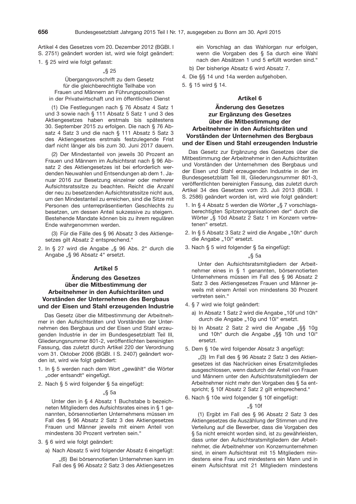 BGBl. 2015, Seite 656 — Originalseite als Abbildung