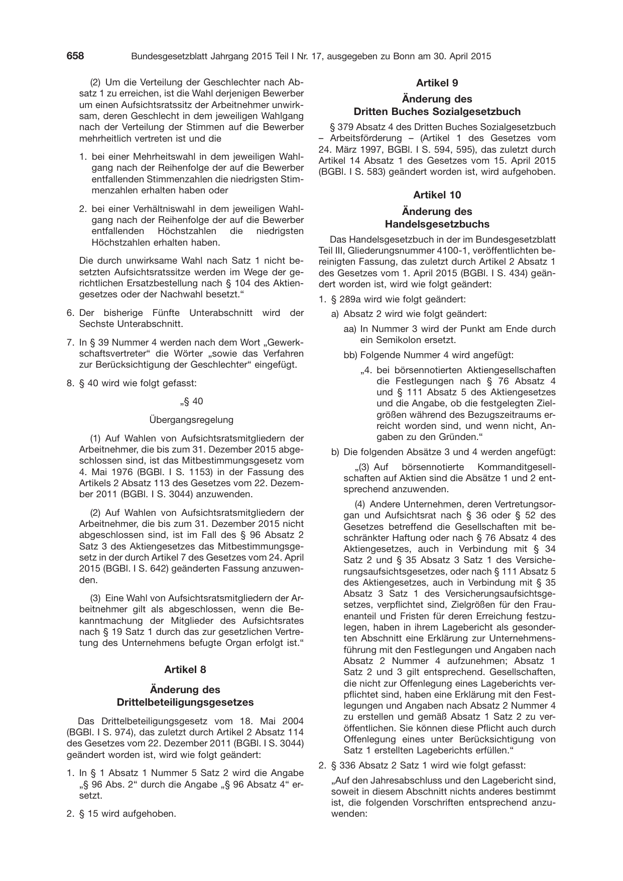 BGBl. 2015, Seite 658 — Originalseite als Abbildung