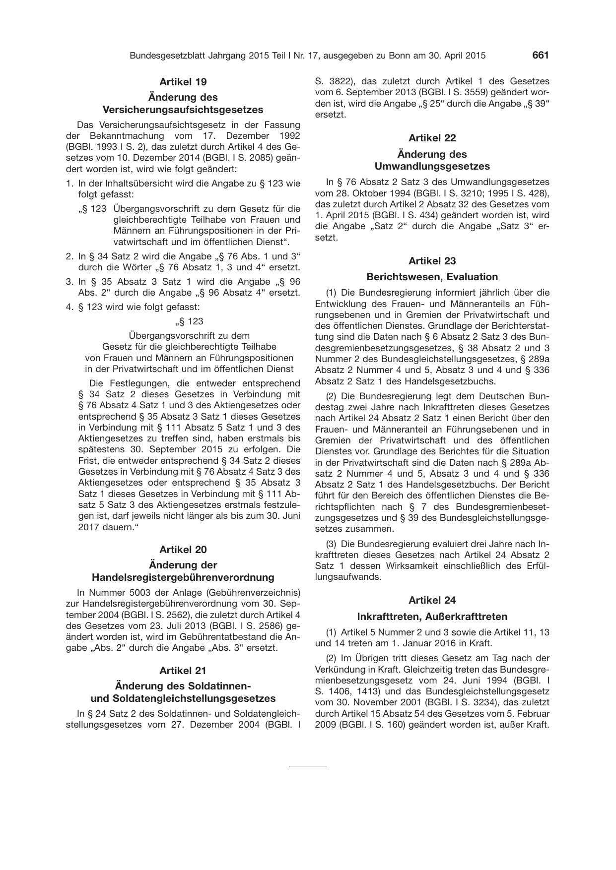 BGBl. 2015, Seite 661 — Originalseite als Abbildung