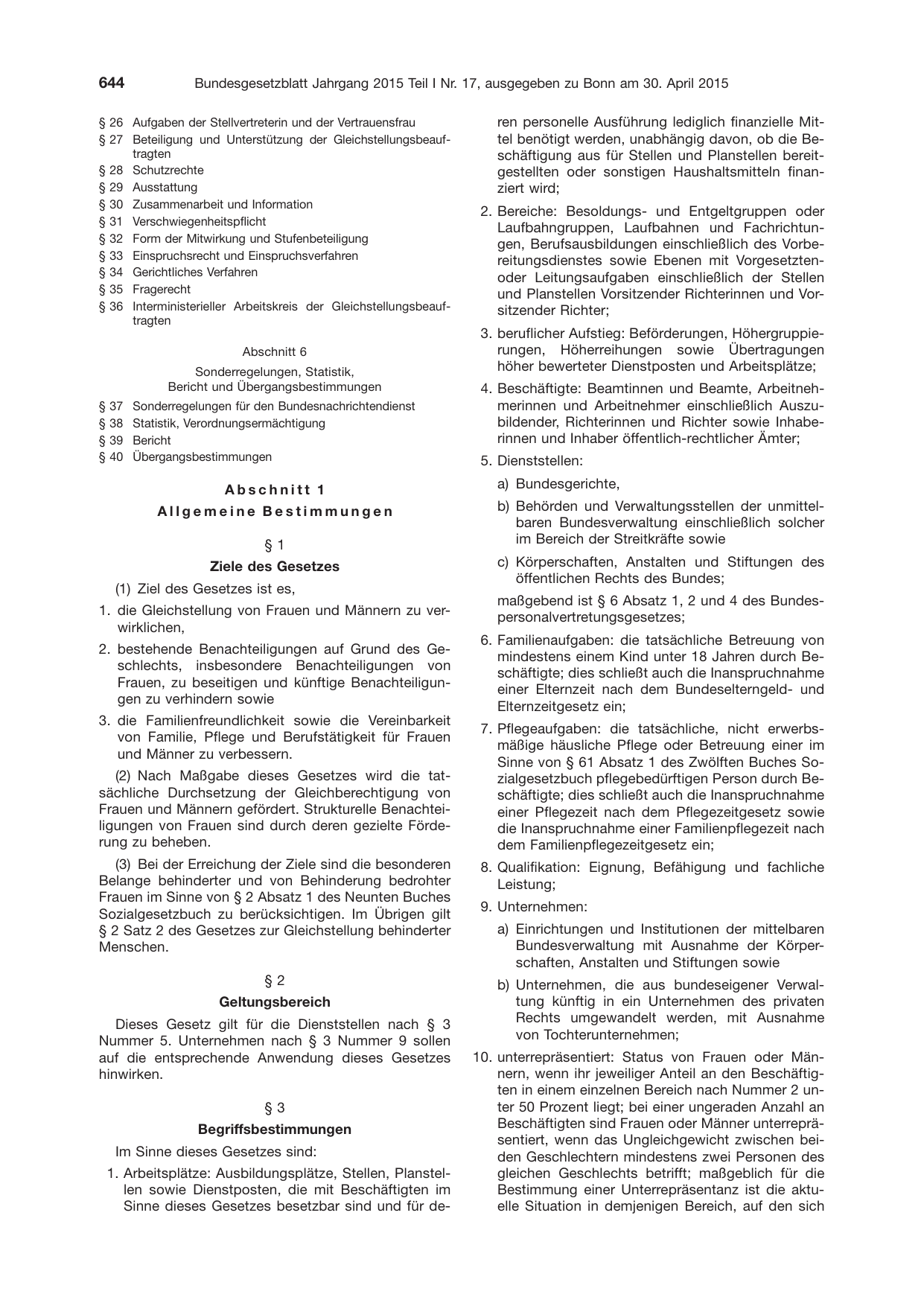 BGBl. 2015, Seite 644 — Originalseite als Abbildung