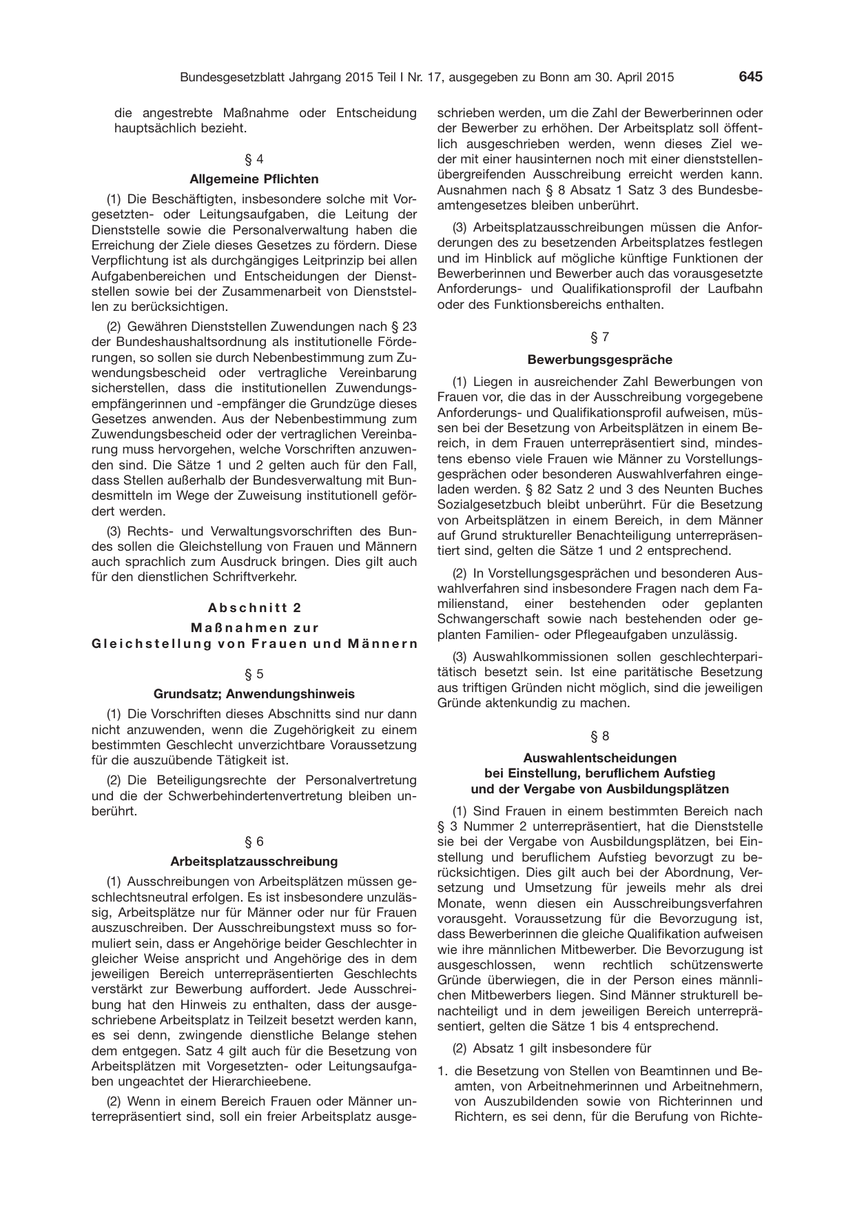 BGBl. 2015, Seite 645 — Originalseite als Abbildung