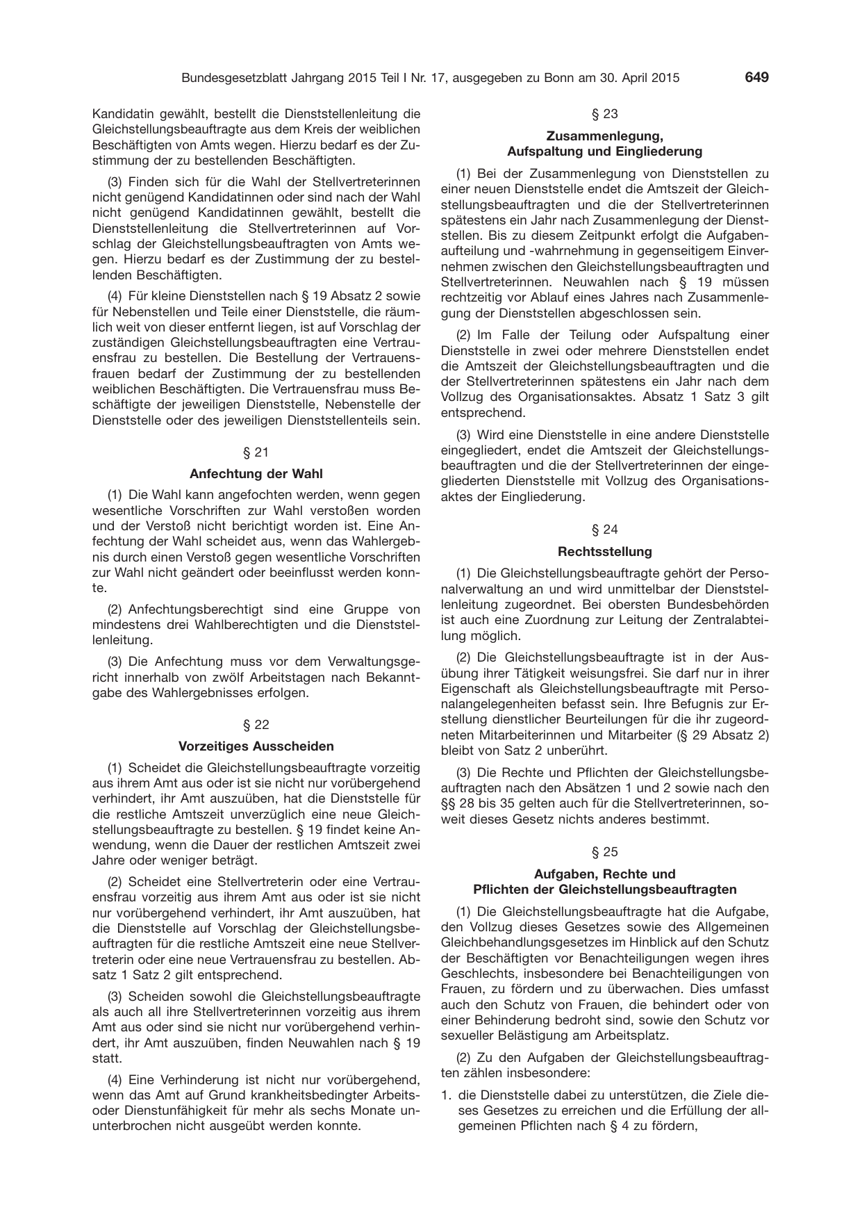 BGBl. 2015, Seite 649 — Originalseite als Abbildung