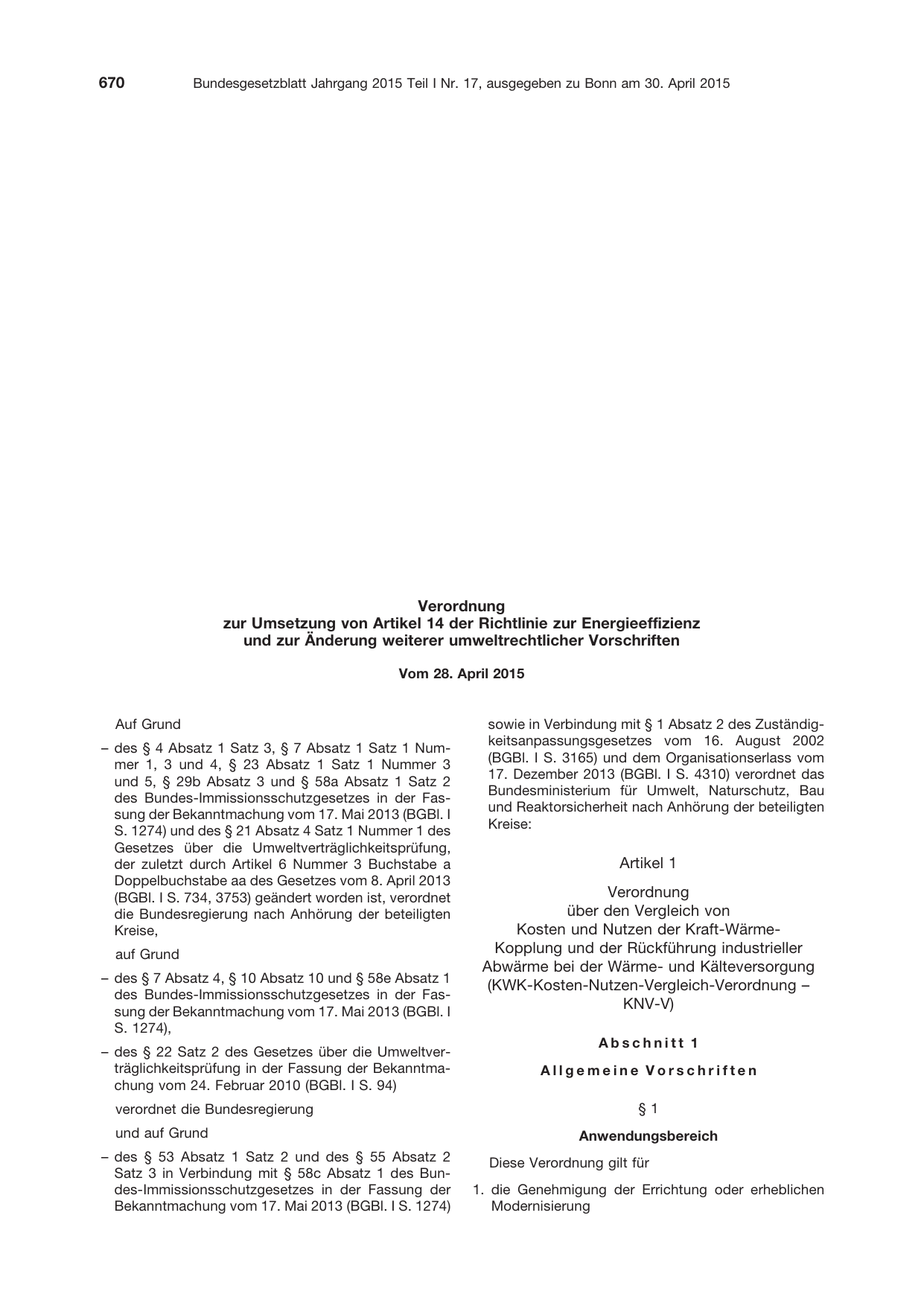 BGBl. 2015, Seite 670 — Originalseite als Abbildung
