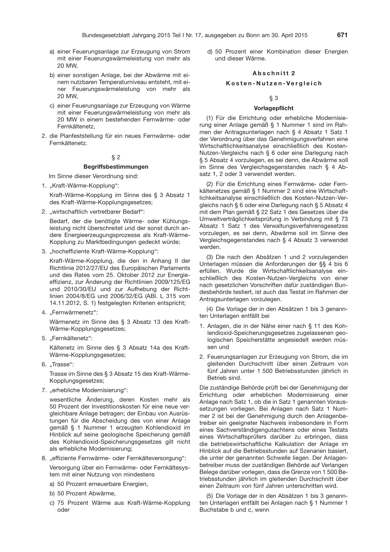 BGBl. 2015, Seite 671 — Originalseite als Abbildung