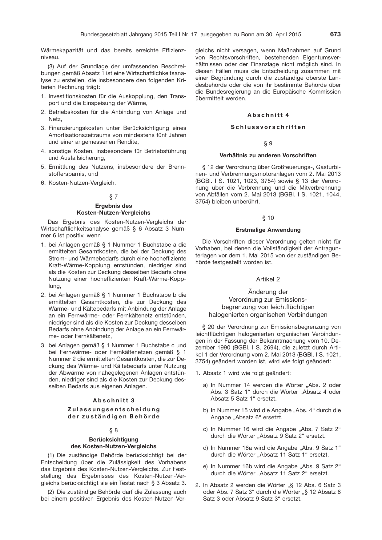 BGBl. 2015, Seite 673 — Originalseite als Abbildung