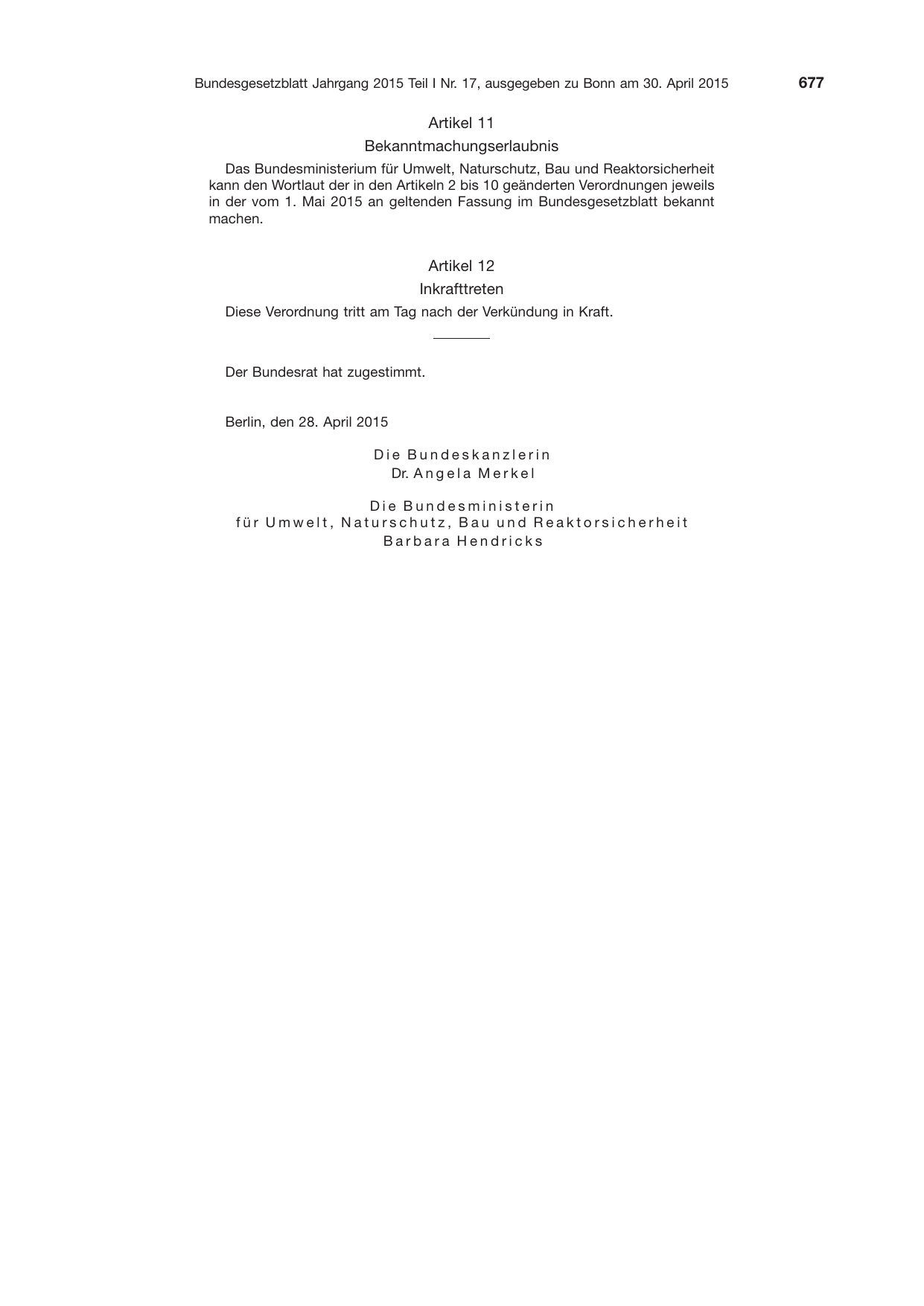 BGBl. 2015, Seite 677 — Originalseite als Abbildung