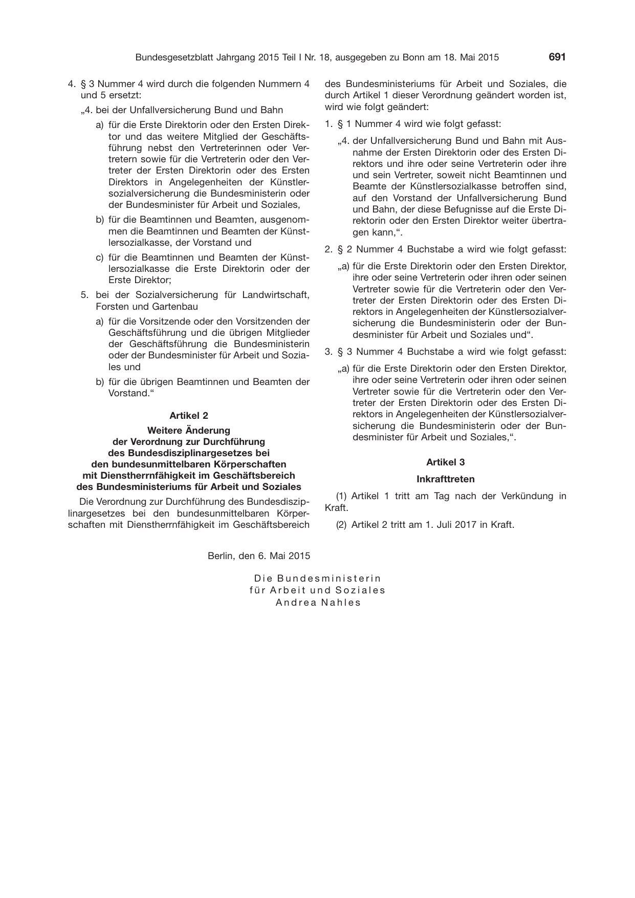 BGBl. 2015, Seite 691 — Originalseite als Abbildung