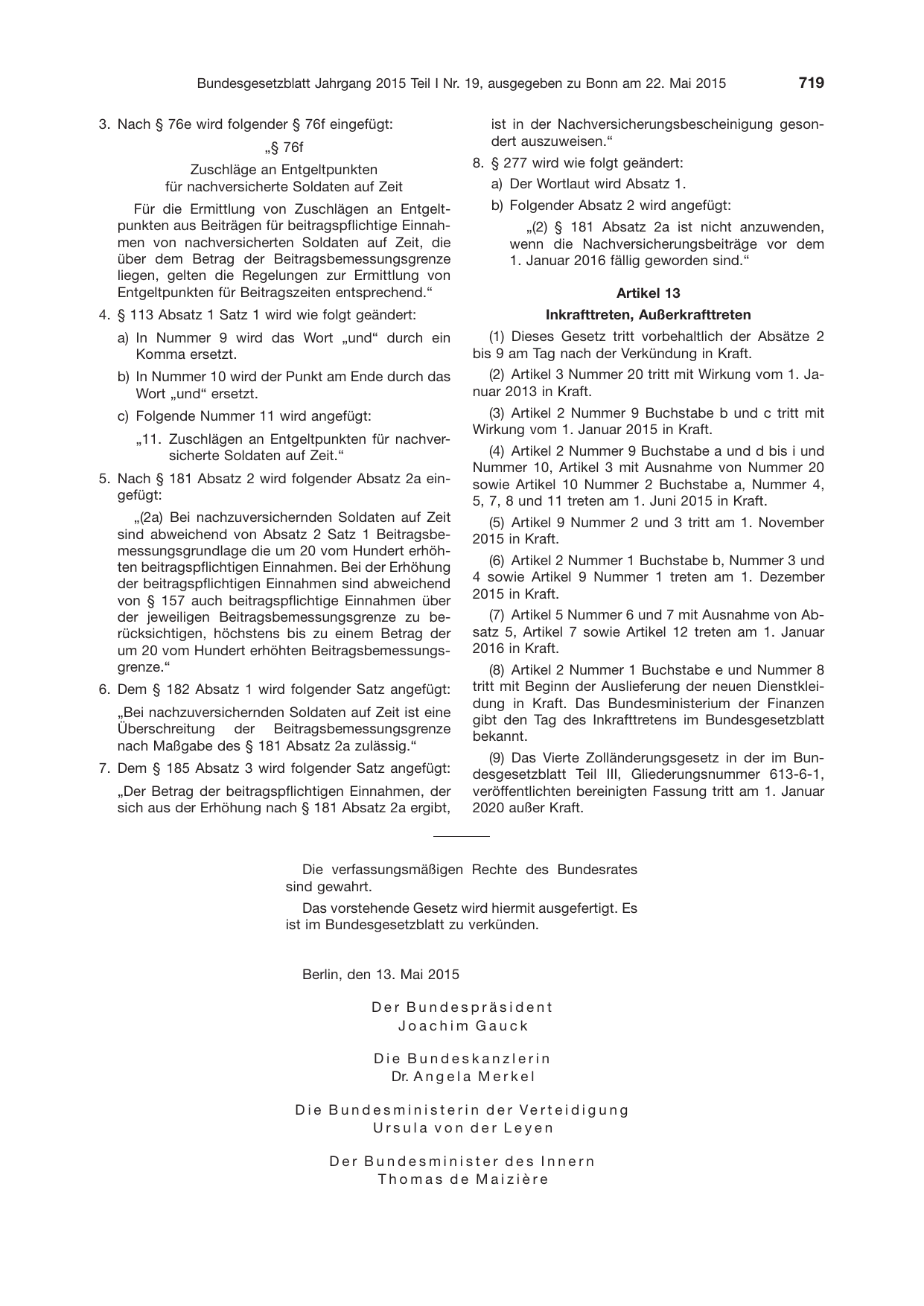 BGBl. 2015, Seite 719 — Originalseite als Abbildung