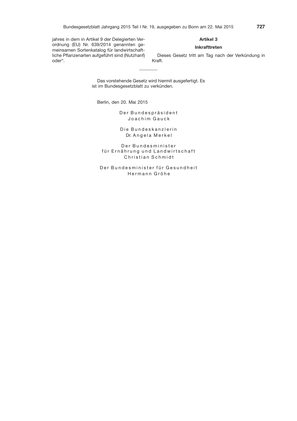 BGBl. 2015, Seite 727 — Originalseite als Abbildung