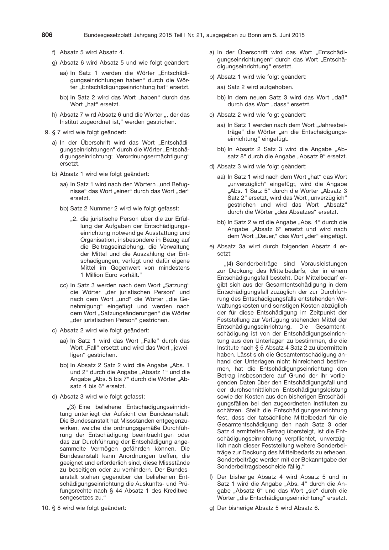 BGBl. 2015, Seite 806 — Originalseite als Abbildung
