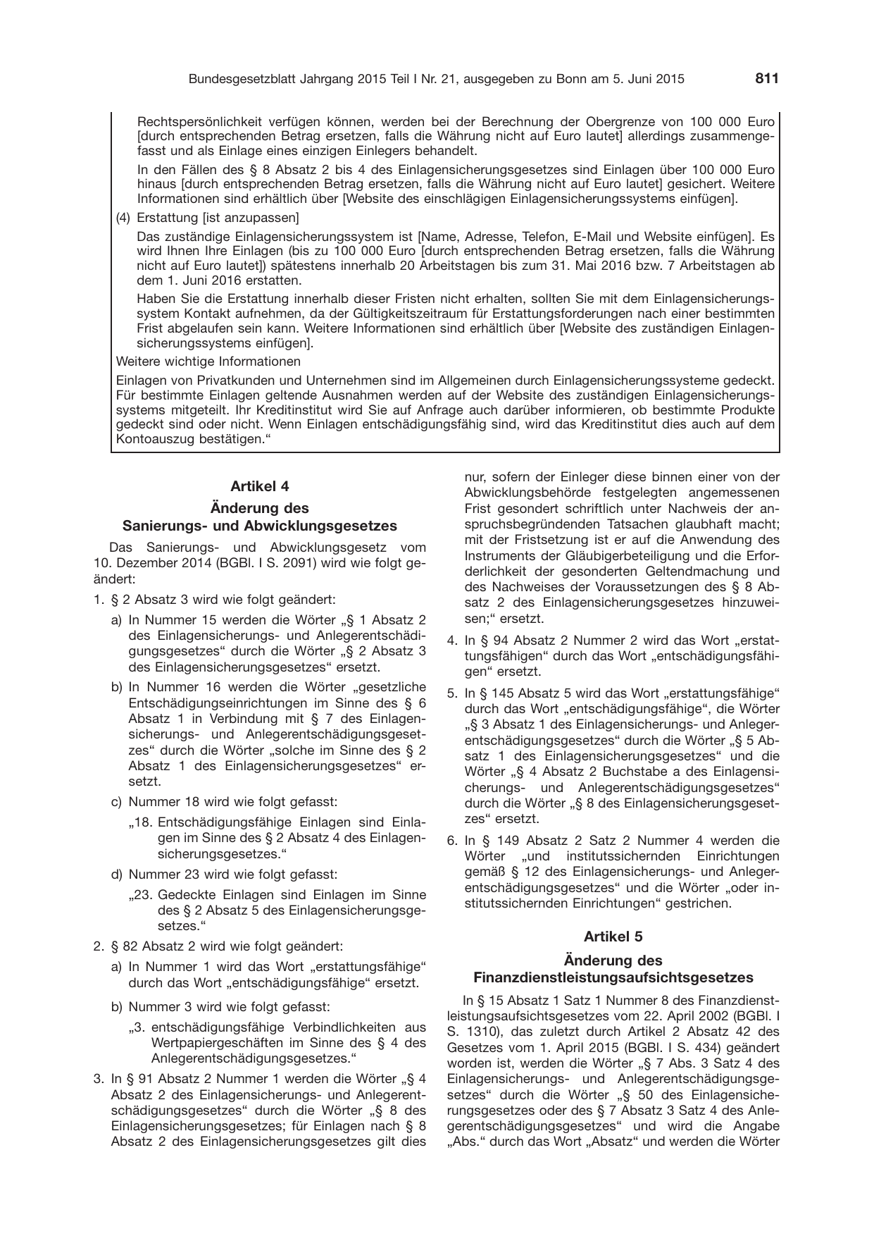 BGBl. 2015, Seite 811 — Originalseite als Abbildung