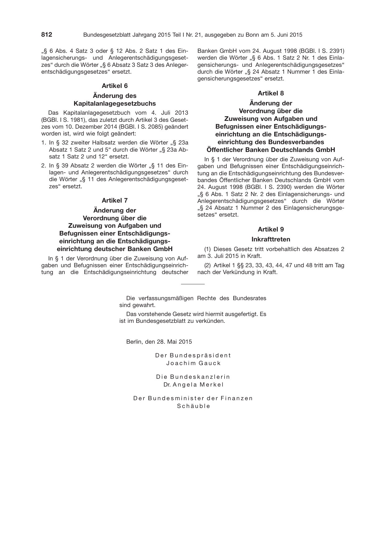 BGBl. 2015, Seite 812 — Originalseite als Abbildung