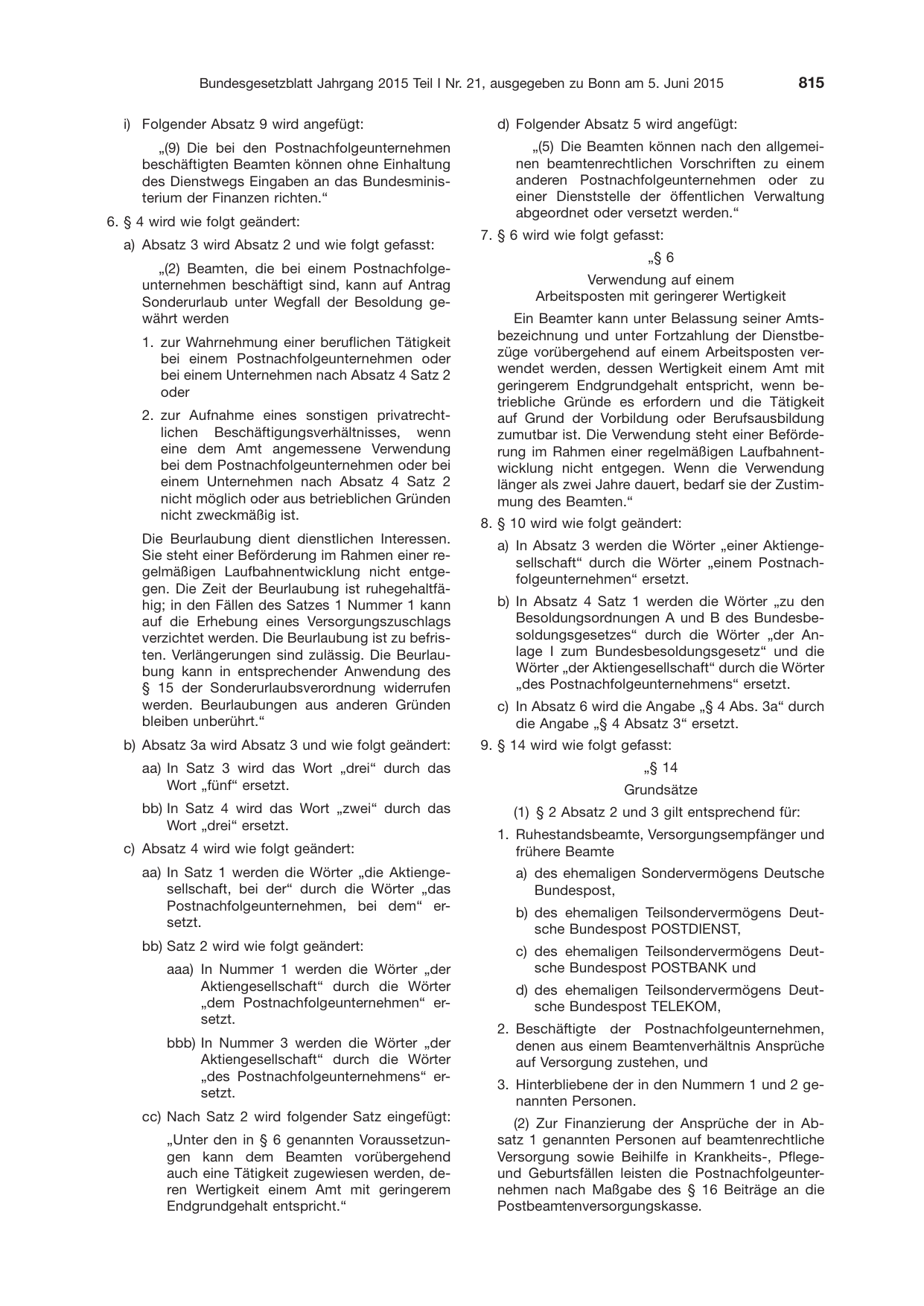 BGBl. 2015, Seite 815 — Originalseite als Abbildung