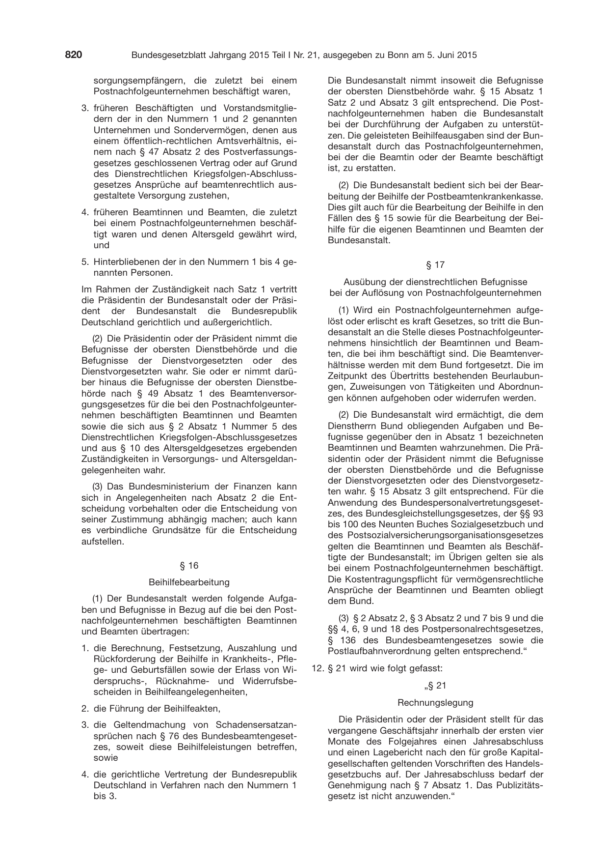 BGBl. 2015, Seite 820 — Originalseite als Abbildung