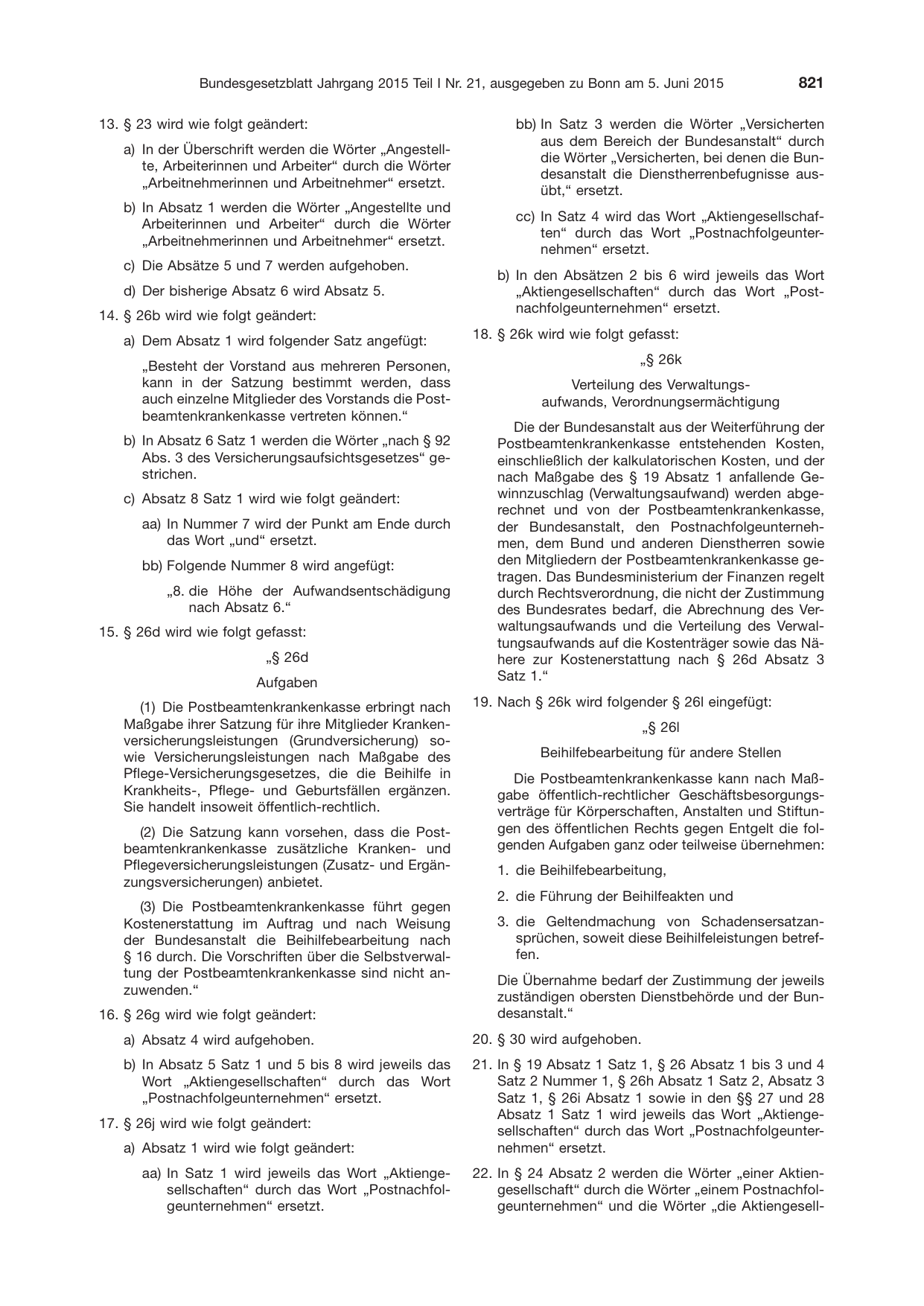 BGBl. 2015, Seite 821 — Originalseite als Abbildung