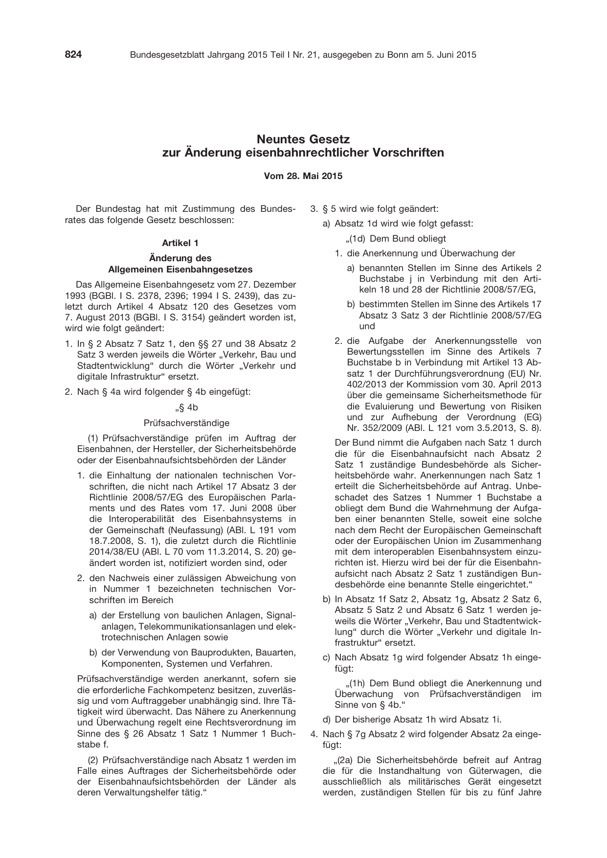 BGBl. 2015, Seite 824 — Originalseite als Abbildung