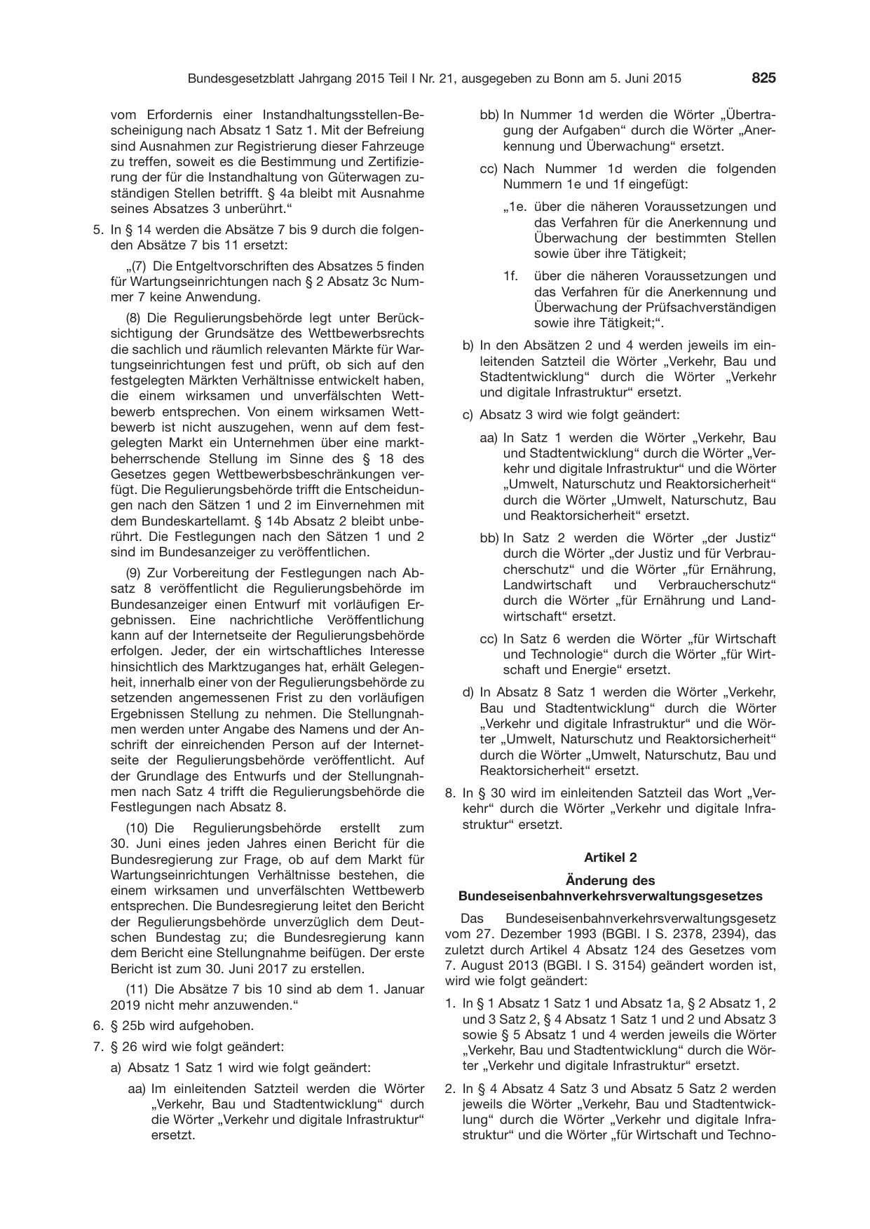 BGBl. 2015, Seite 825 — Originalseite als Abbildung