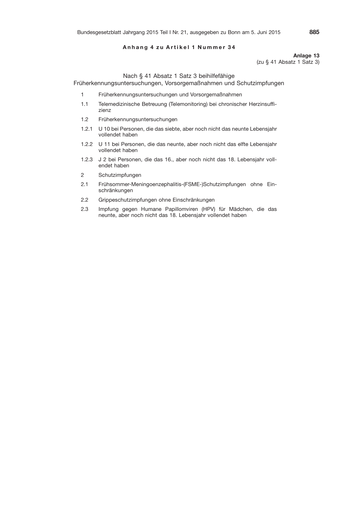 BGBl. 2015, Seite 885 — Originalseite als Abbildung